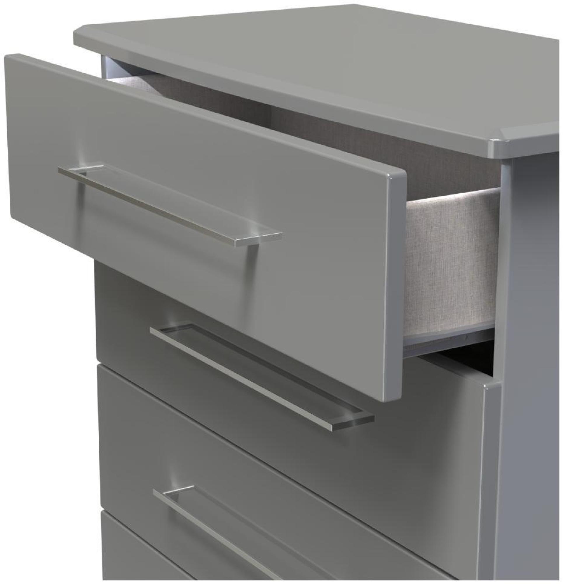 Product photograph of Paris Grey Gloss 5 Drawer Chest from Choice Furniture Superstore.