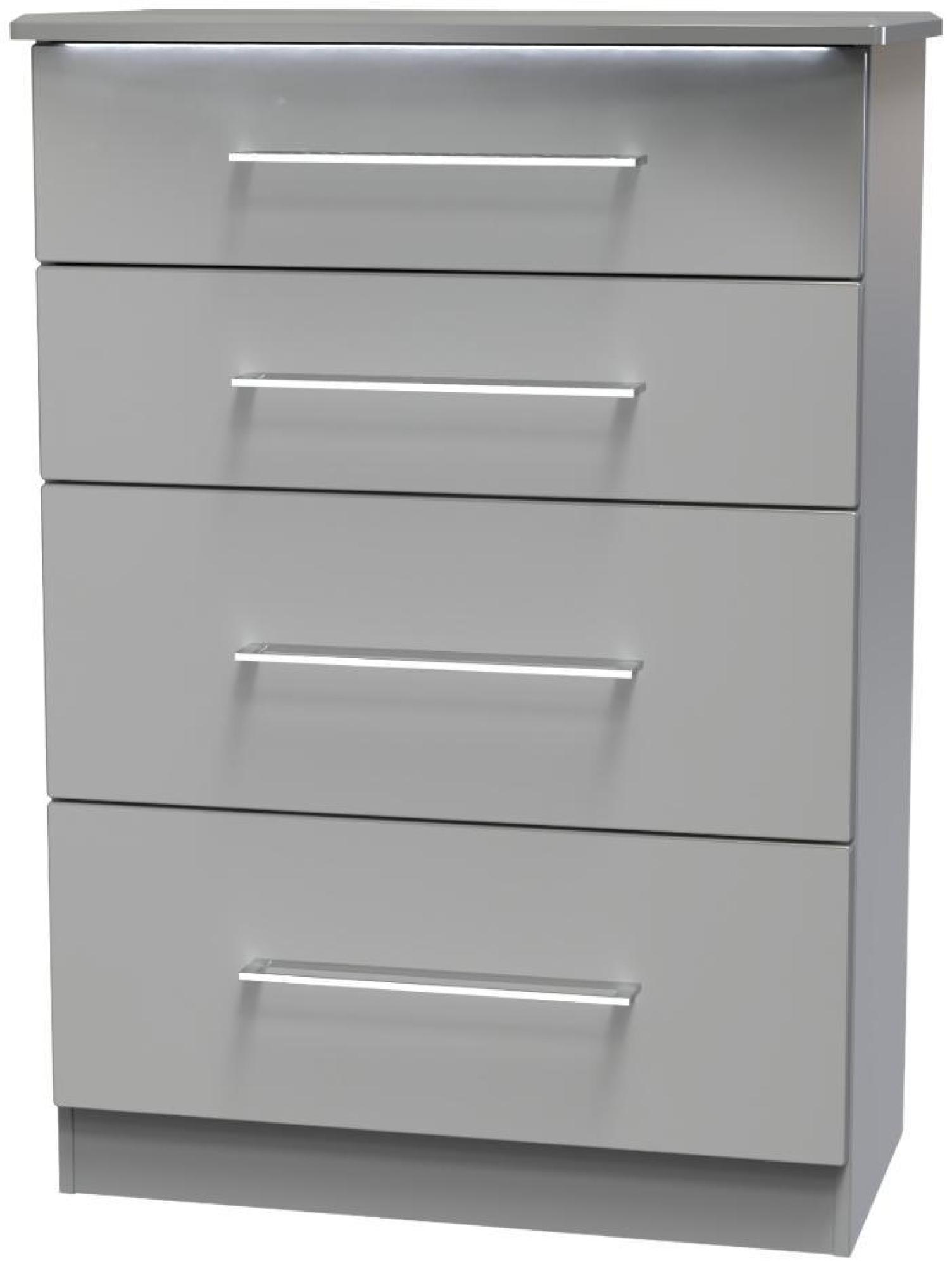 Product photograph of Paris Grey Gloss 4 Drawer Deep Chest from Choice Furniture Superstore.