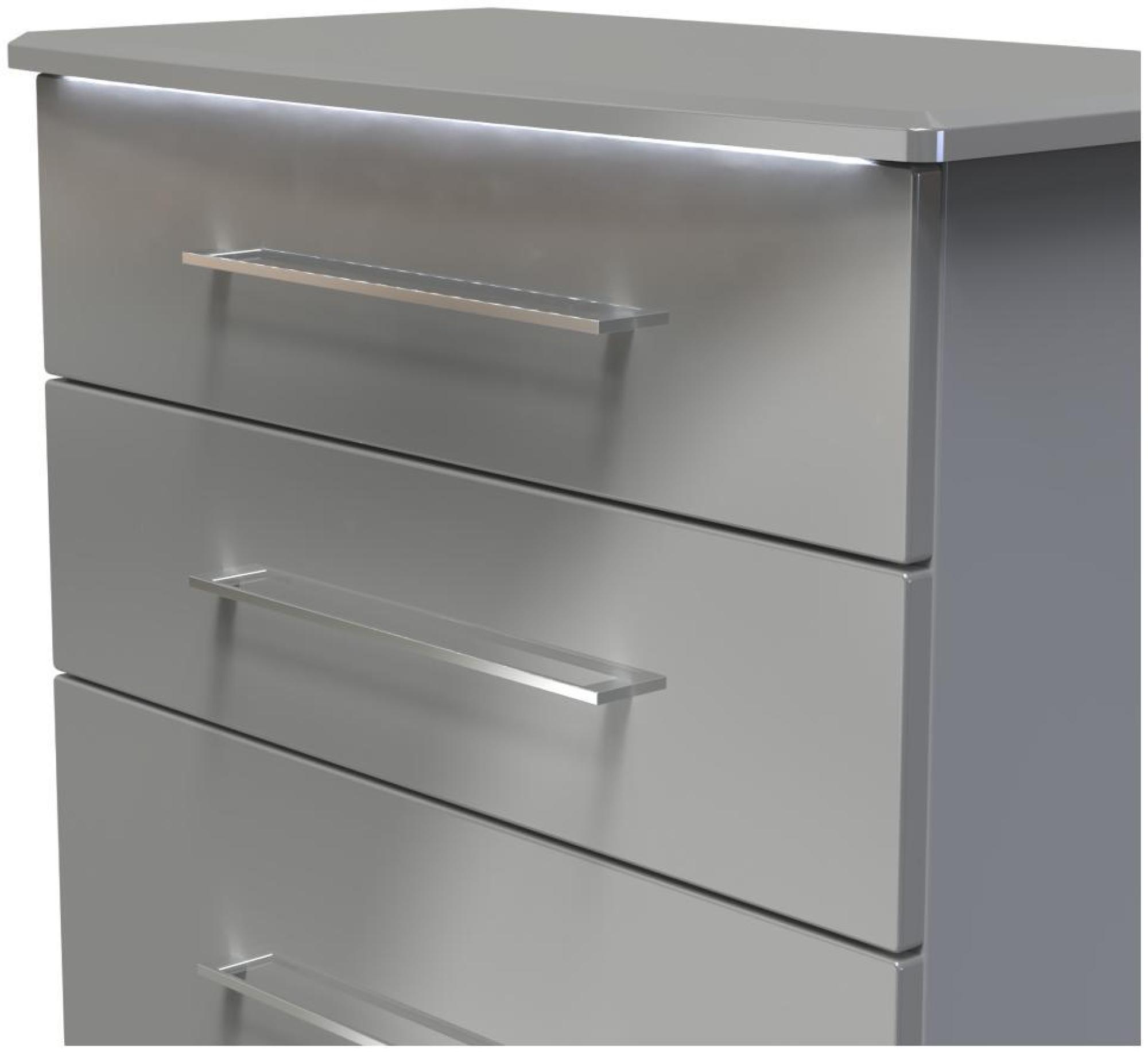 Product photograph of Paris Grey Gloss 4 Drawer Deep Chest from Choice Furniture Superstore.