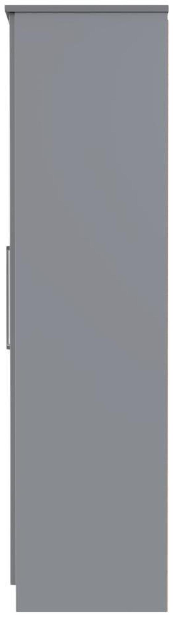 Product photograph of Paris Grey Gloss 2 Door Plain Tall Wardrobe from Choice Furniture Superstore.