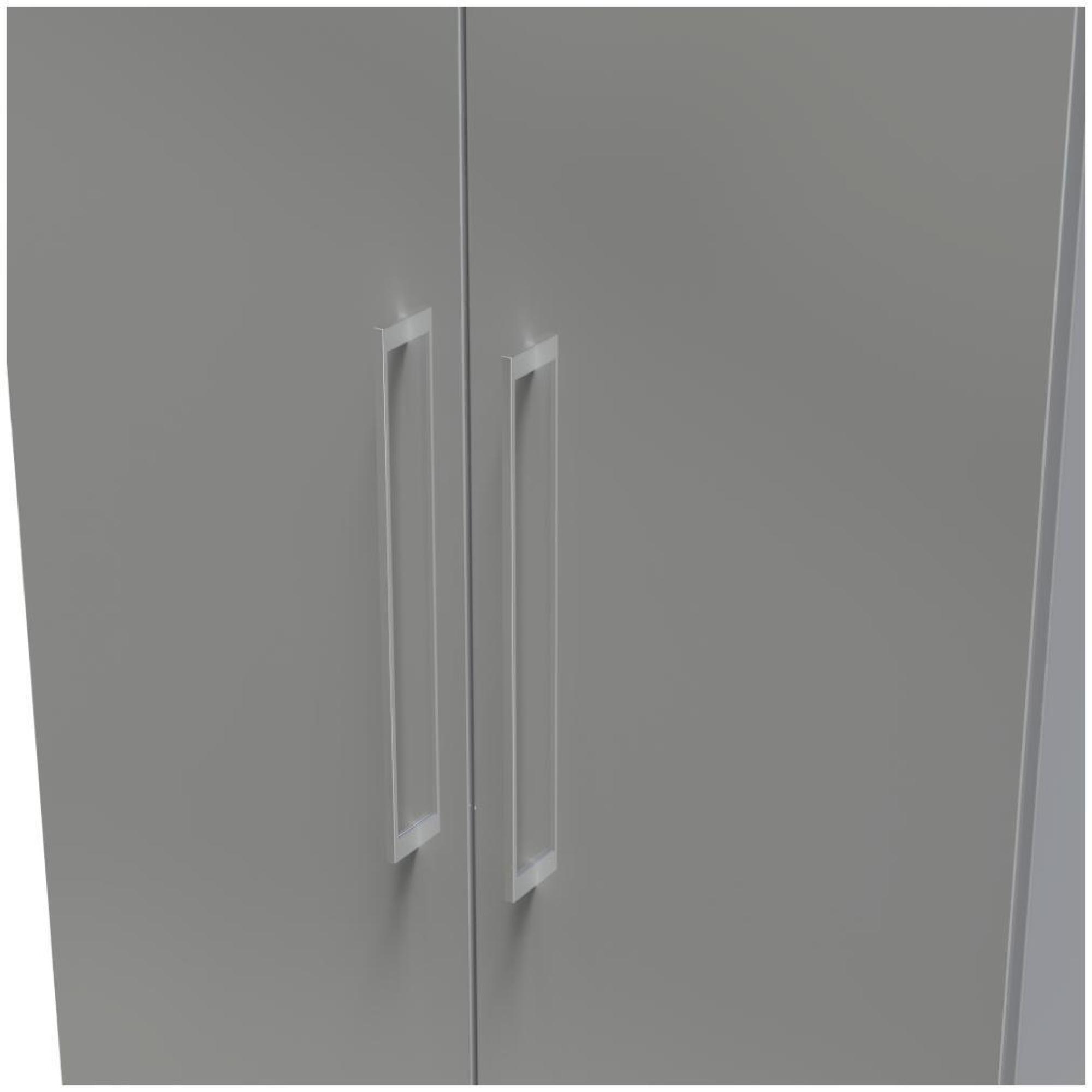 Product photograph of Paris Grey Gloss 2 Door Plain Tall Wardrobe from Choice Furniture Superstore.