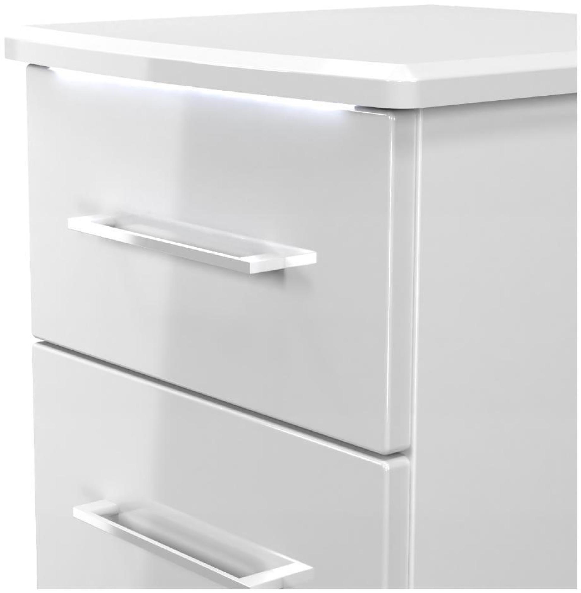 Product photograph of Paris White Gloss 2 Drawer Bedside Cabinet from Choice Furniture Superstore.