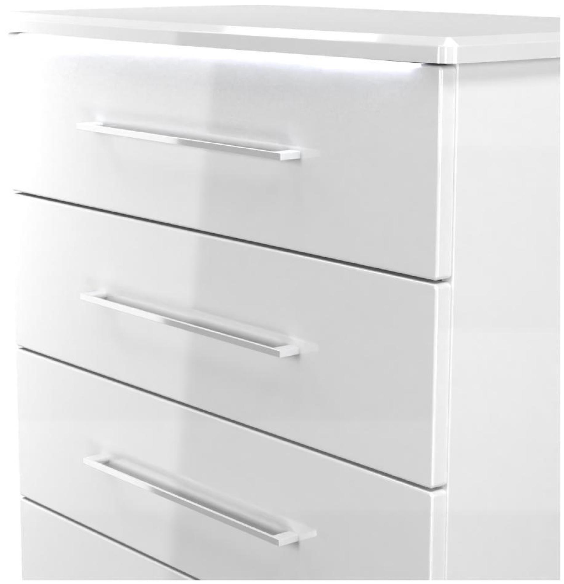 Product photograph of Paris White Gloss 5 Drawer Chest from Choice Furniture Superstore.