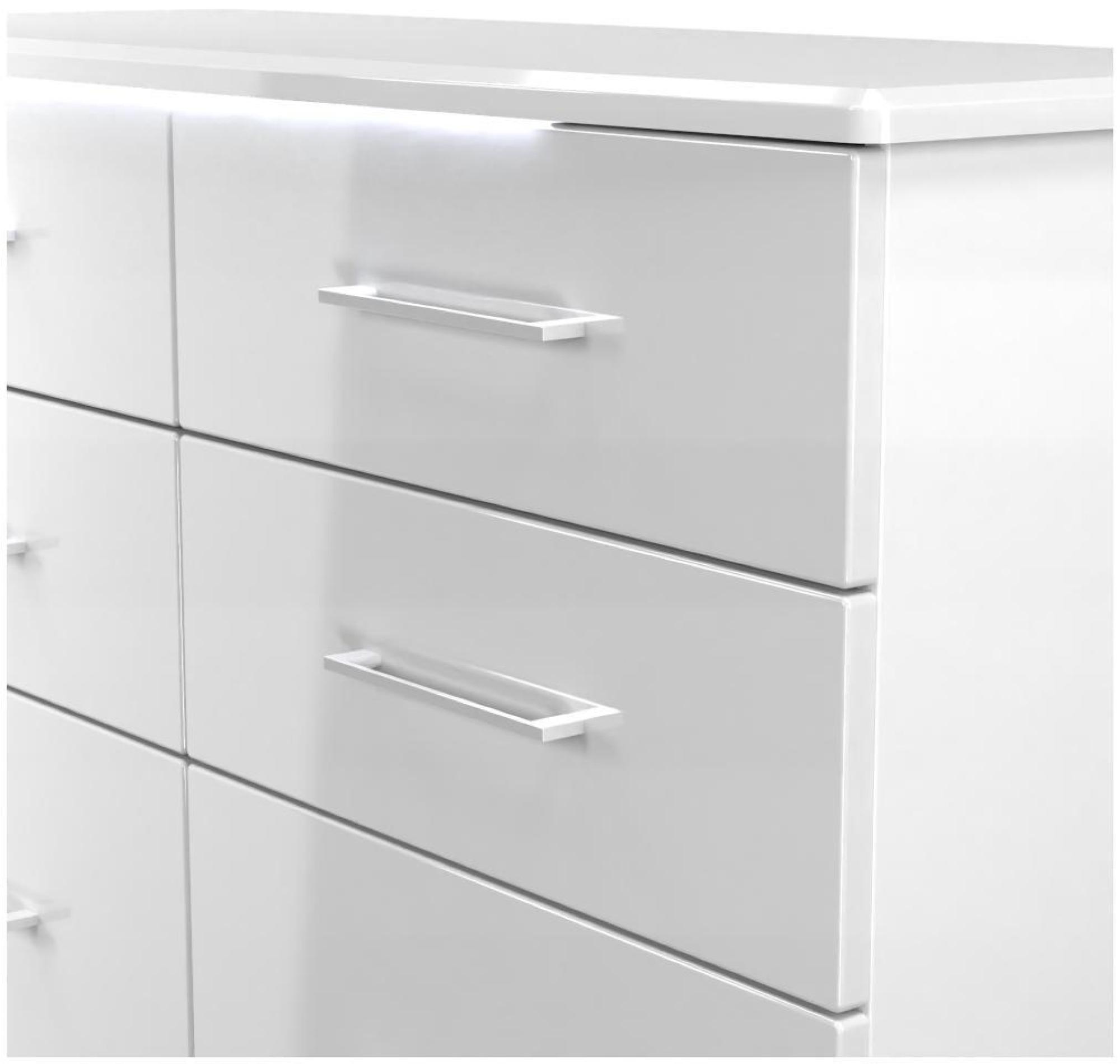 Product photograph of Paris White Gloss 6 Drawer Midi Chest from Choice Furniture Superstore.