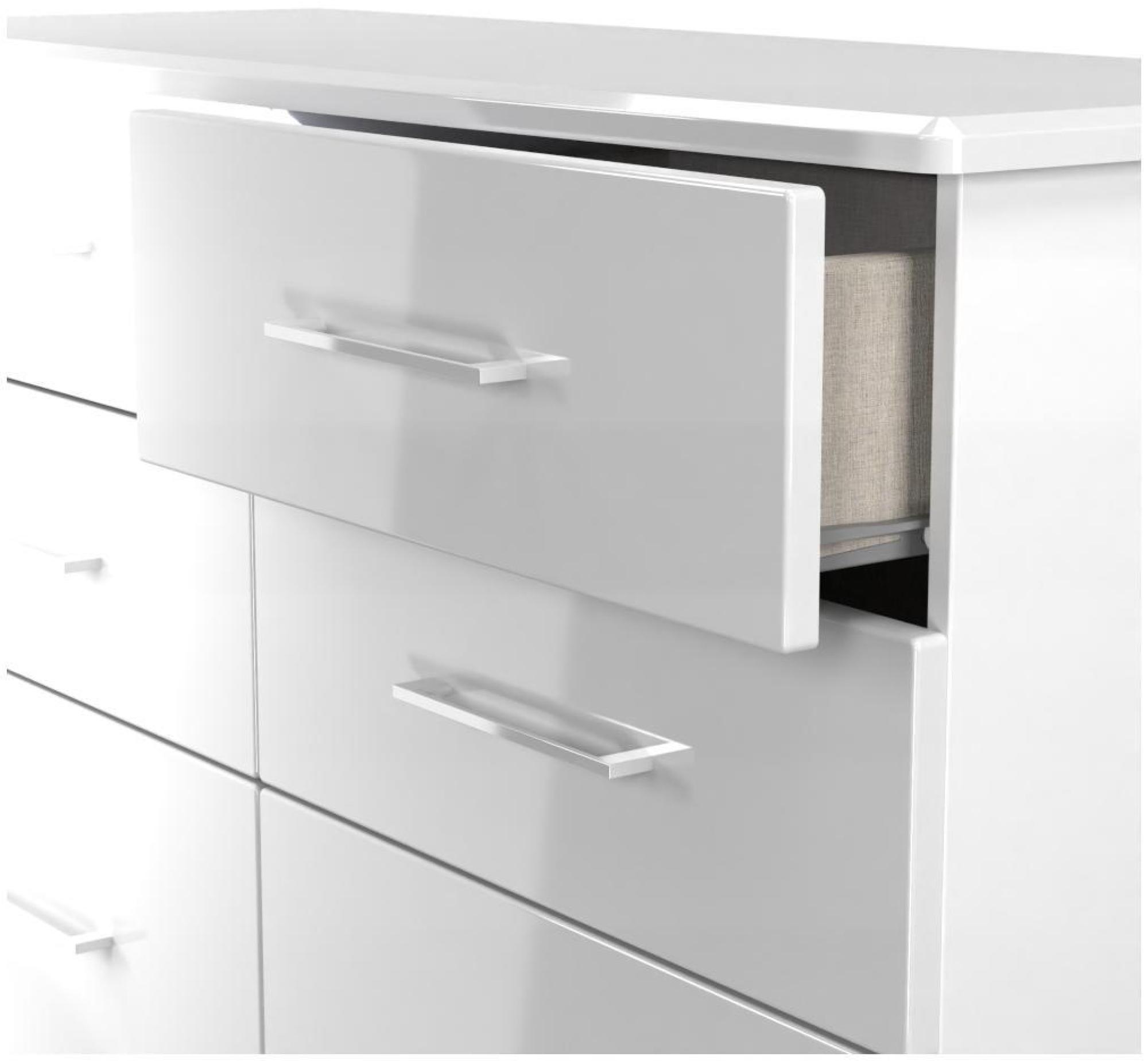 Product photograph of Paris White Gloss 6 Drawer Midi Chest from Choice Furniture Superstore.