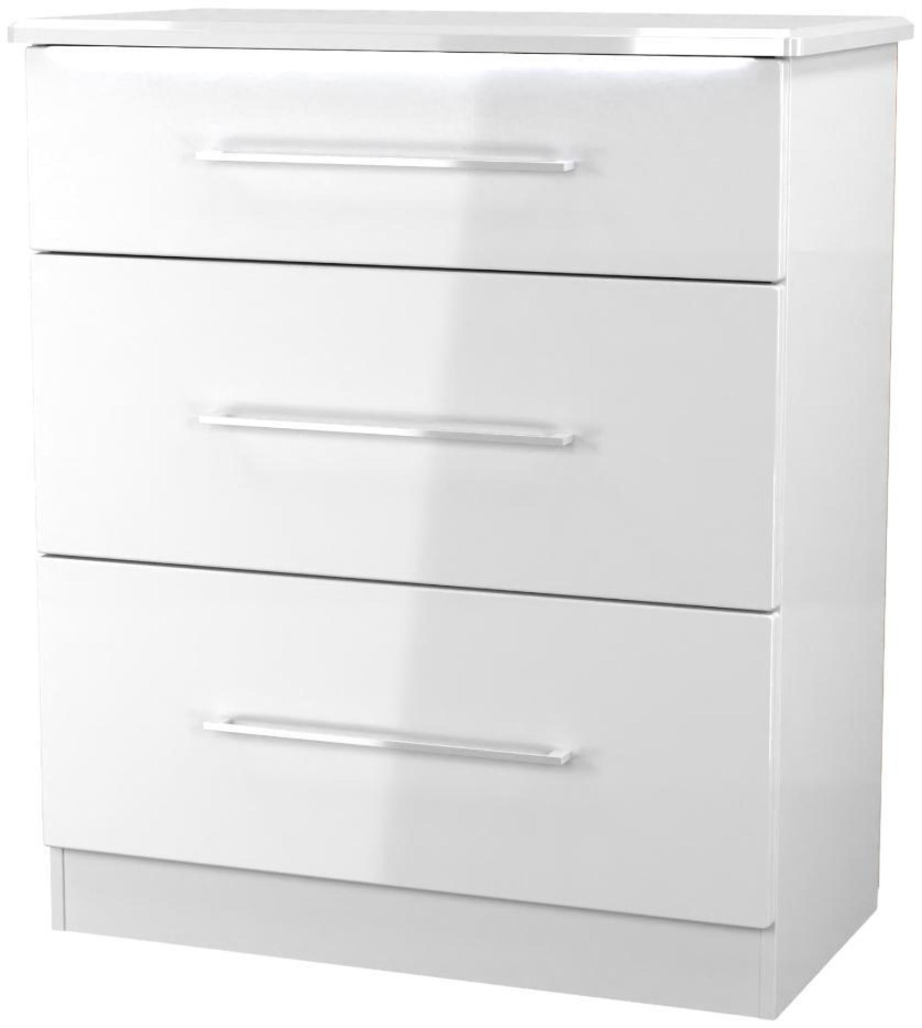 Product photograph of Paris White Gloss 3 Drawer Deep Chest from Choice Furniture Superstore.