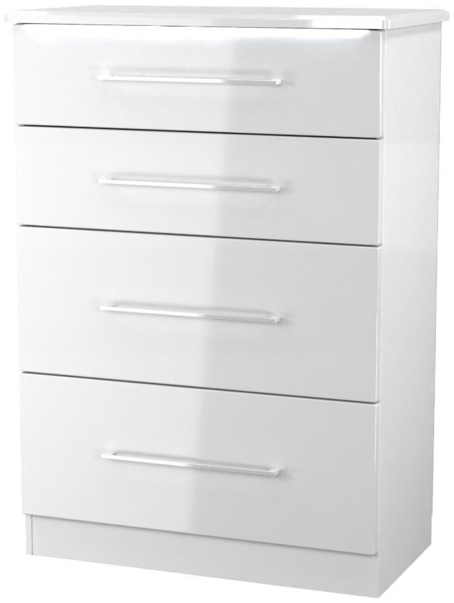 Product photograph of Paris White Gloss 4 Drawer Deep Chest from Choice Furniture Superstore.