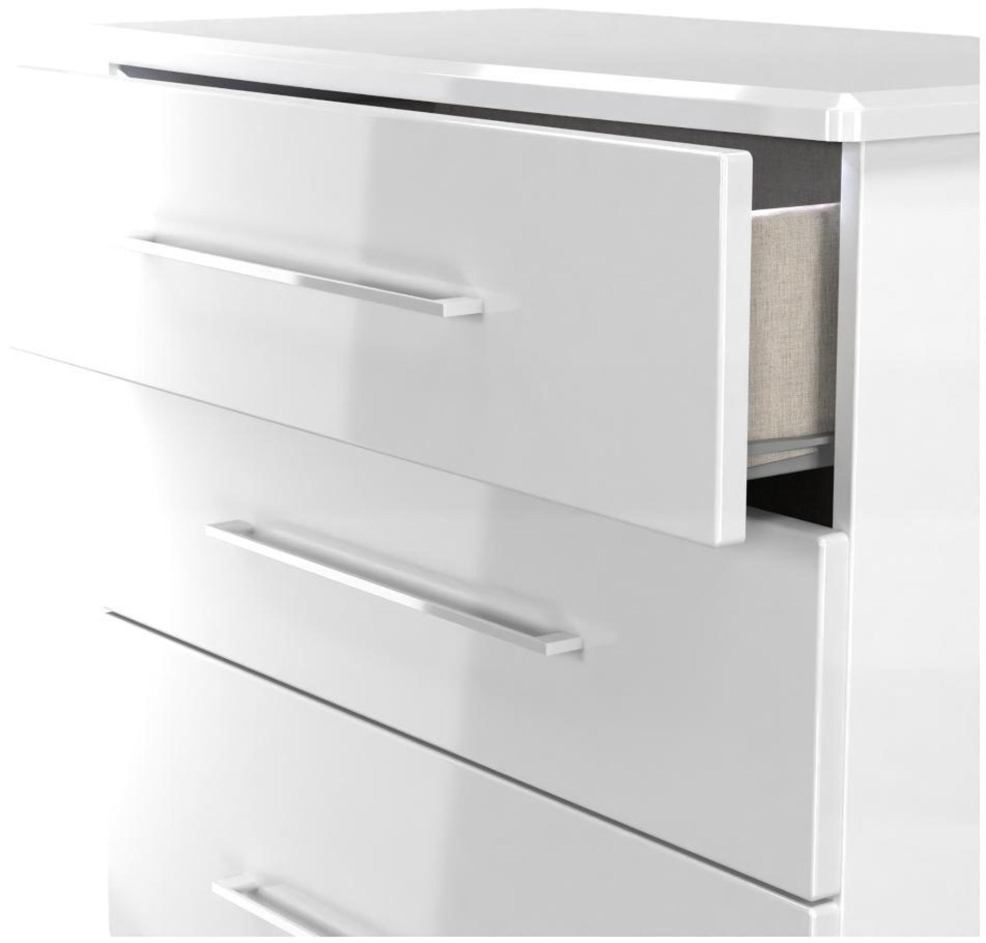 Product photograph of Paris White Gloss 4 Drawer Deep Chest from Choice Furniture Superstore.