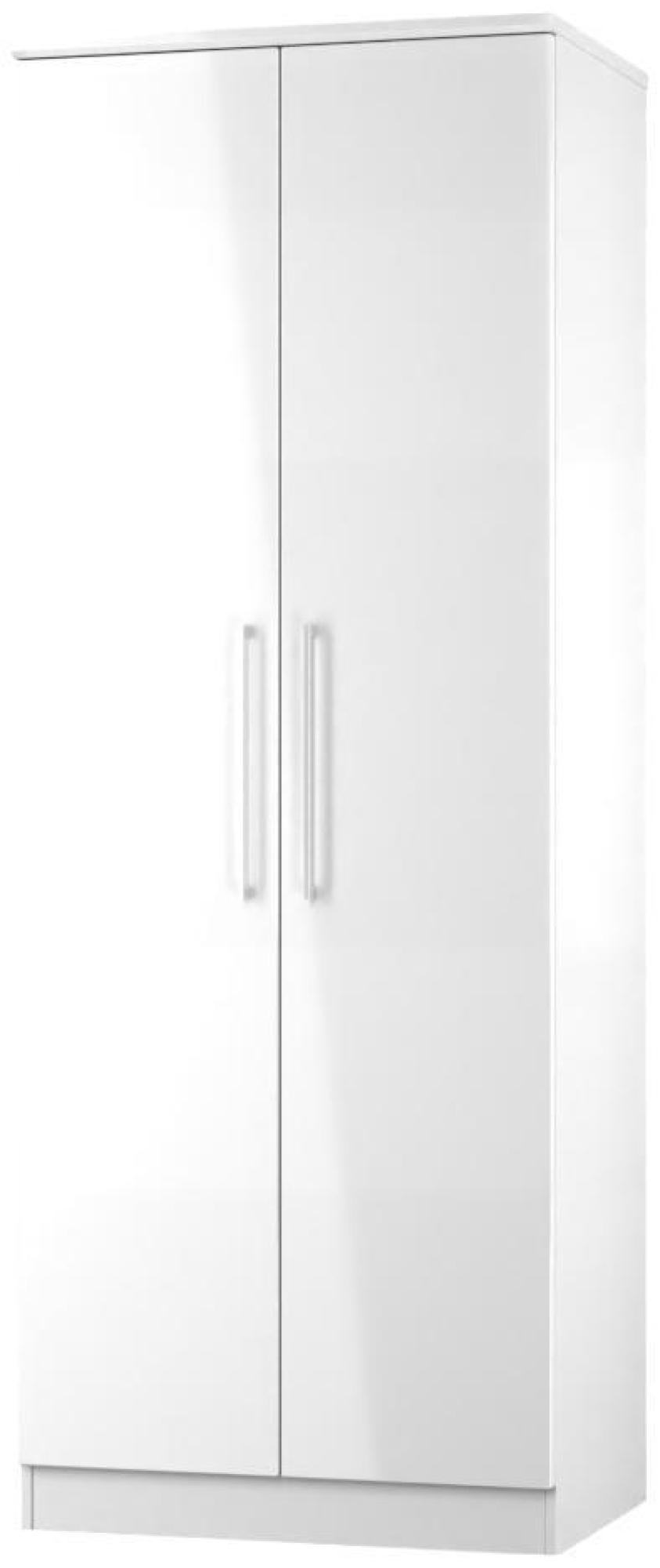 Product photograph of Paris White Gloss 2 Door Plain Tall Wardrobe from Choice Furniture Superstore.