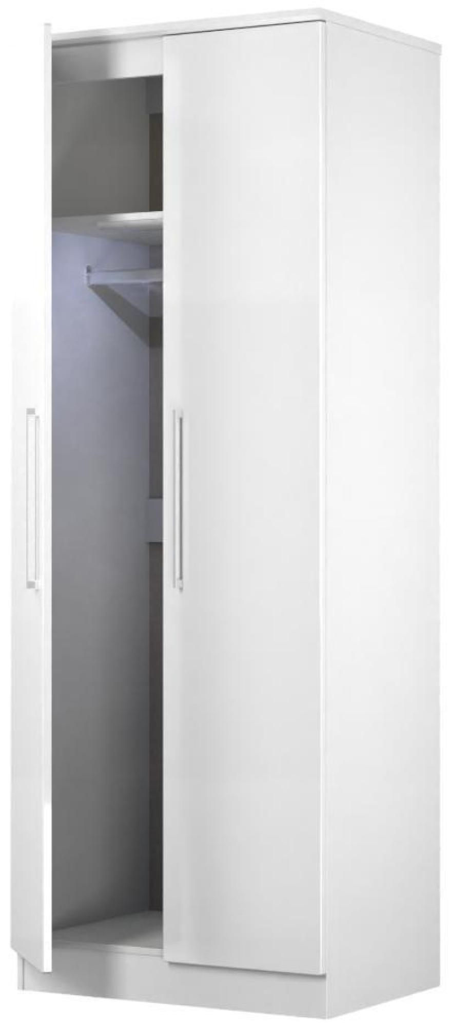 Product photograph of Paris White Gloss 2 Door Plain Tall Wardrobe from Choice Furniture Superstore.