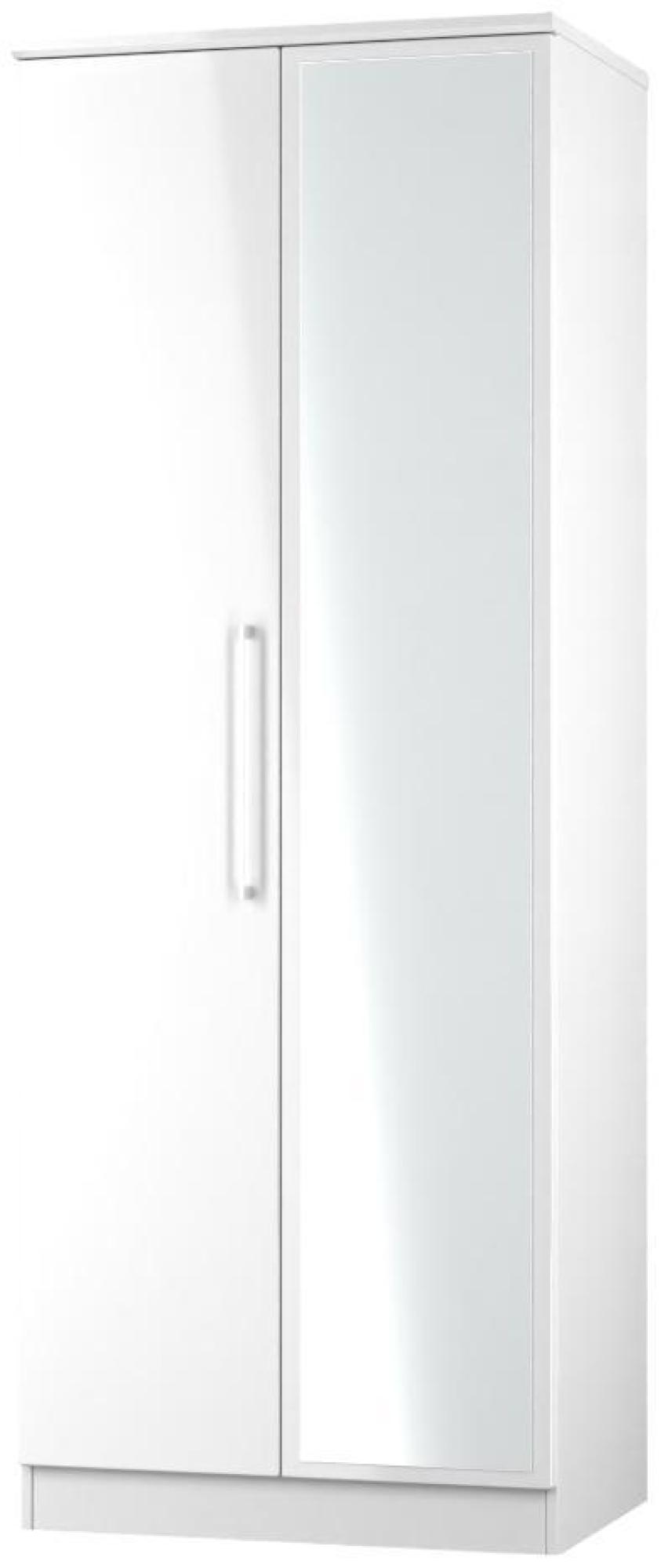 Product photograph of Paris White Gloss 2 Door Tall Wardrobe - 1 Mirror from Choice Furniture Superstore.