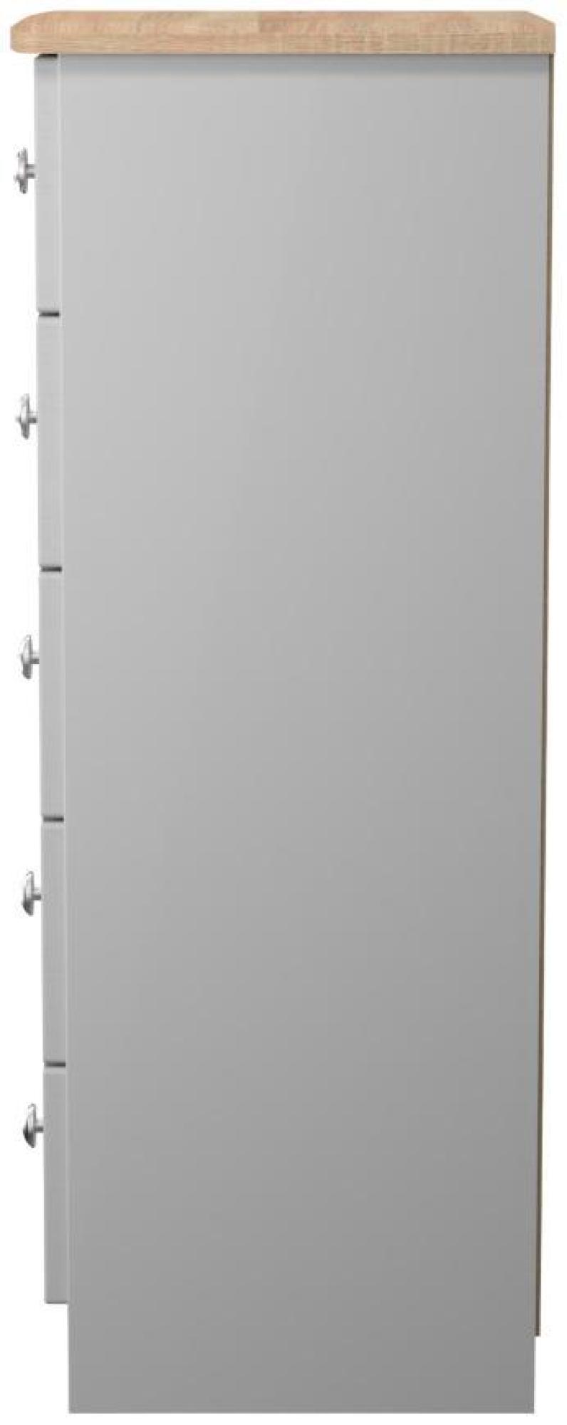 Product photograph of Sussex Grey And Oak Effect 5 Drawer Narrow Chest from Choice Furniture Superstore.
