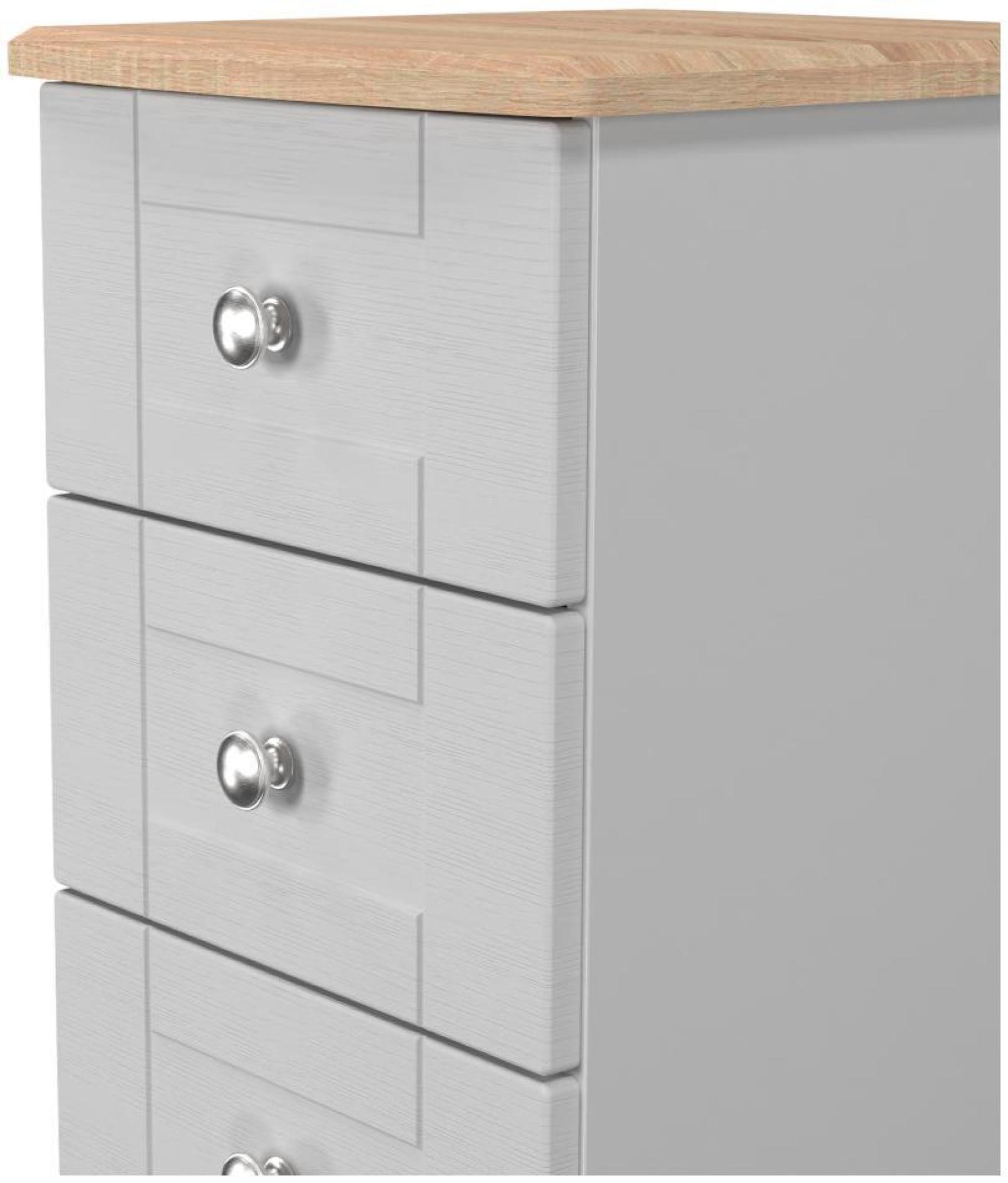 Product photograph of Sussex Grey And Oak Effect 5 Drawer Narrow Chest from Choice Furniture Superstore.