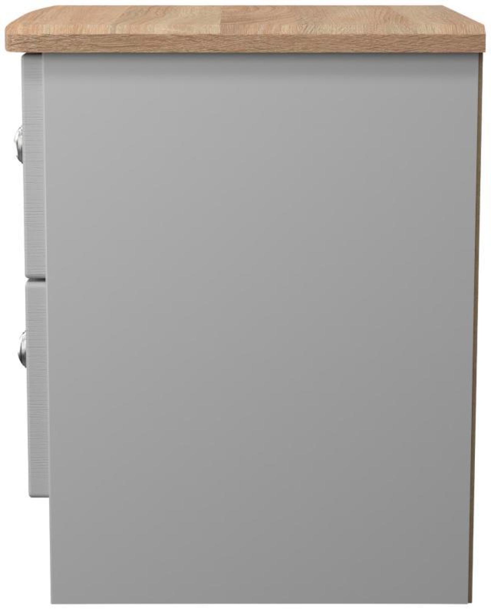 Product photograph of Sussex Grey And Oak Effect Oak 2 Drawer Bedside Cabinet from Choice Furniture Superstore.
