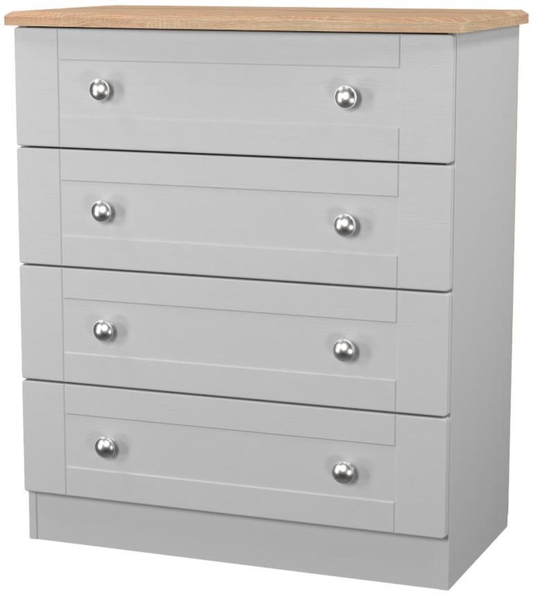 Product photograph of Sussex Grey And Oak Effect 4 Drawer Chest from Choice Furniture Superstore.