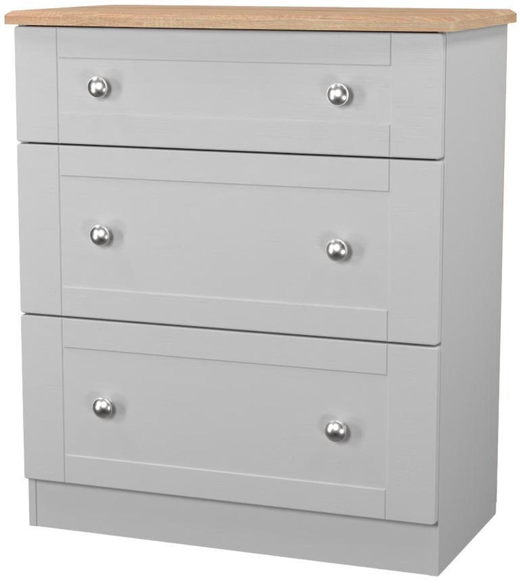Product photograph of Sussex Grey And Oak Effect 3 Drawer Deep Chest from Choice Furniture Superstore.