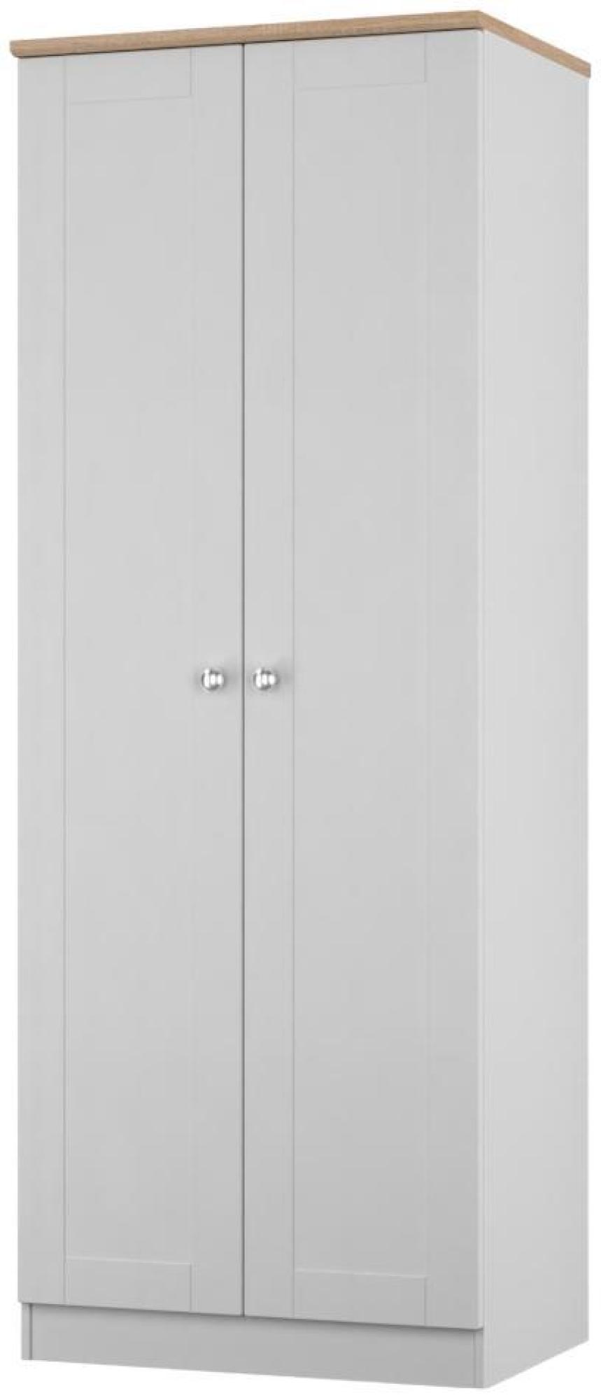 Product photograph of Sussex Grey And Oak Effect 2 Door Plain Tall Wardrobe from Choice Furniture Superstore.