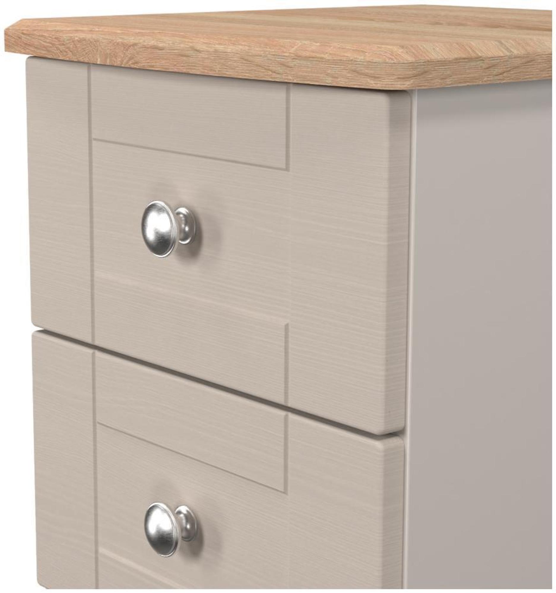 Product photograph of Sussex Cashmere And Oak Effect 3 Drawer Beside Cabinet from Choice Furniture Superstore.