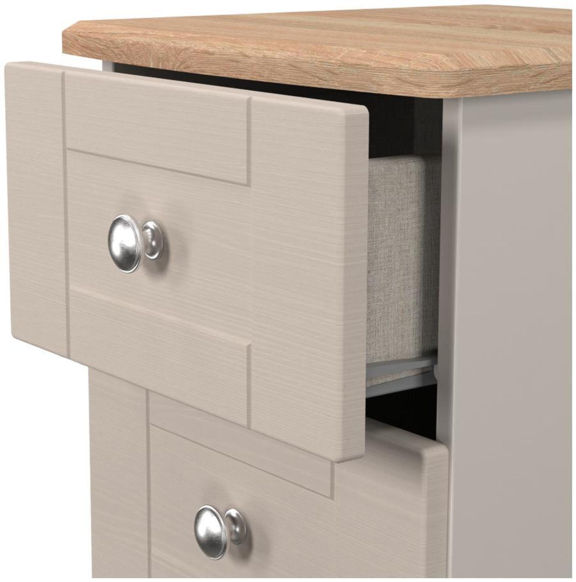 Product photograph of Sussex Cashmere And Oak Effect 3 Drawer Beside Cabinet from Choice Furniture Superstore.