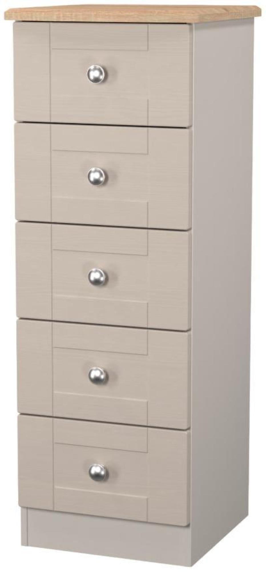 Product photograph of Sussex Cashmere And Oak Effect 5 Drawer Narrow Chest from Choice Furniture Superstore.