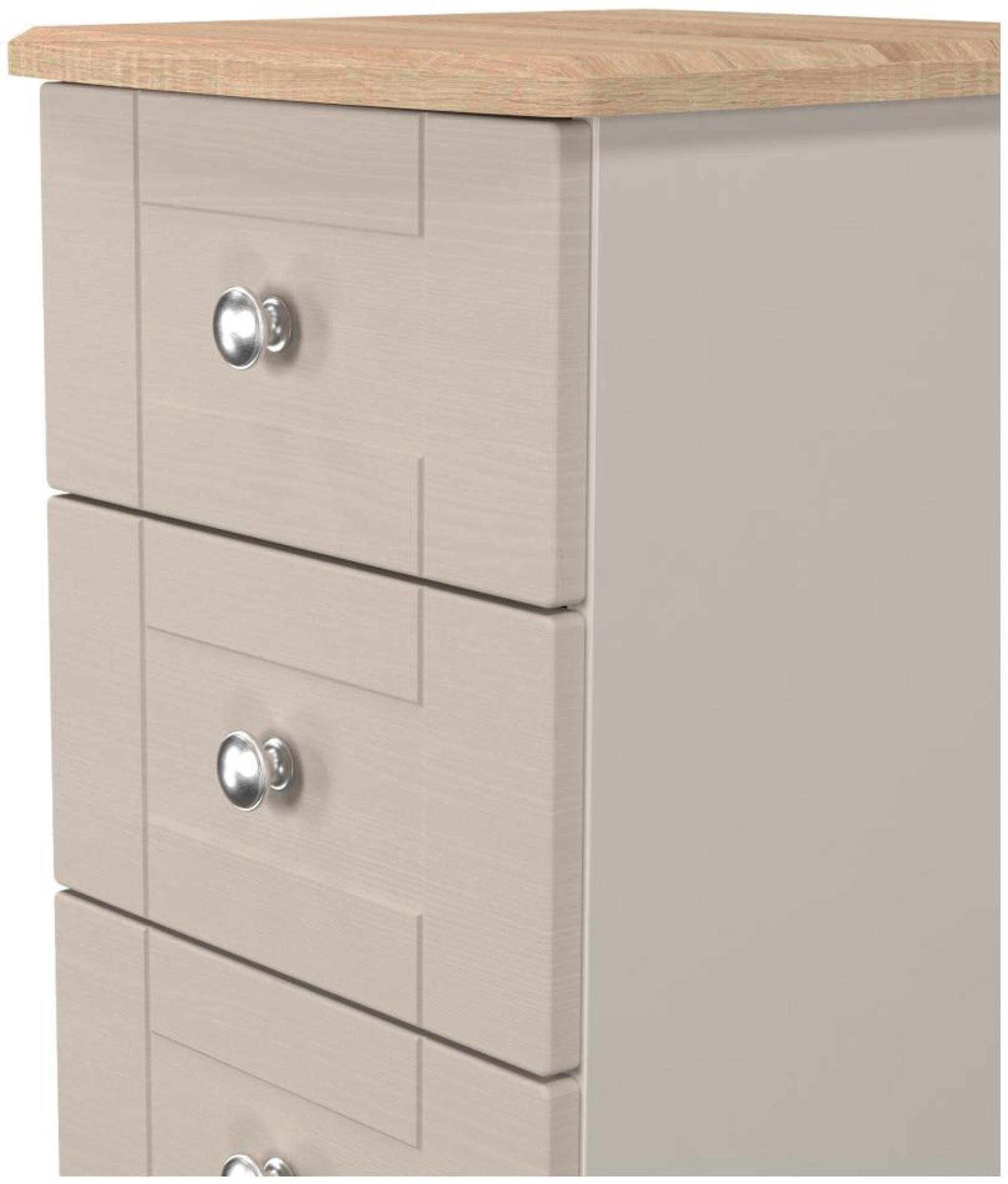 Product photograph of Sussex Cashmere And Oak Effect 5 Drawer Narrow Chest from Choice Furniture Superstore.