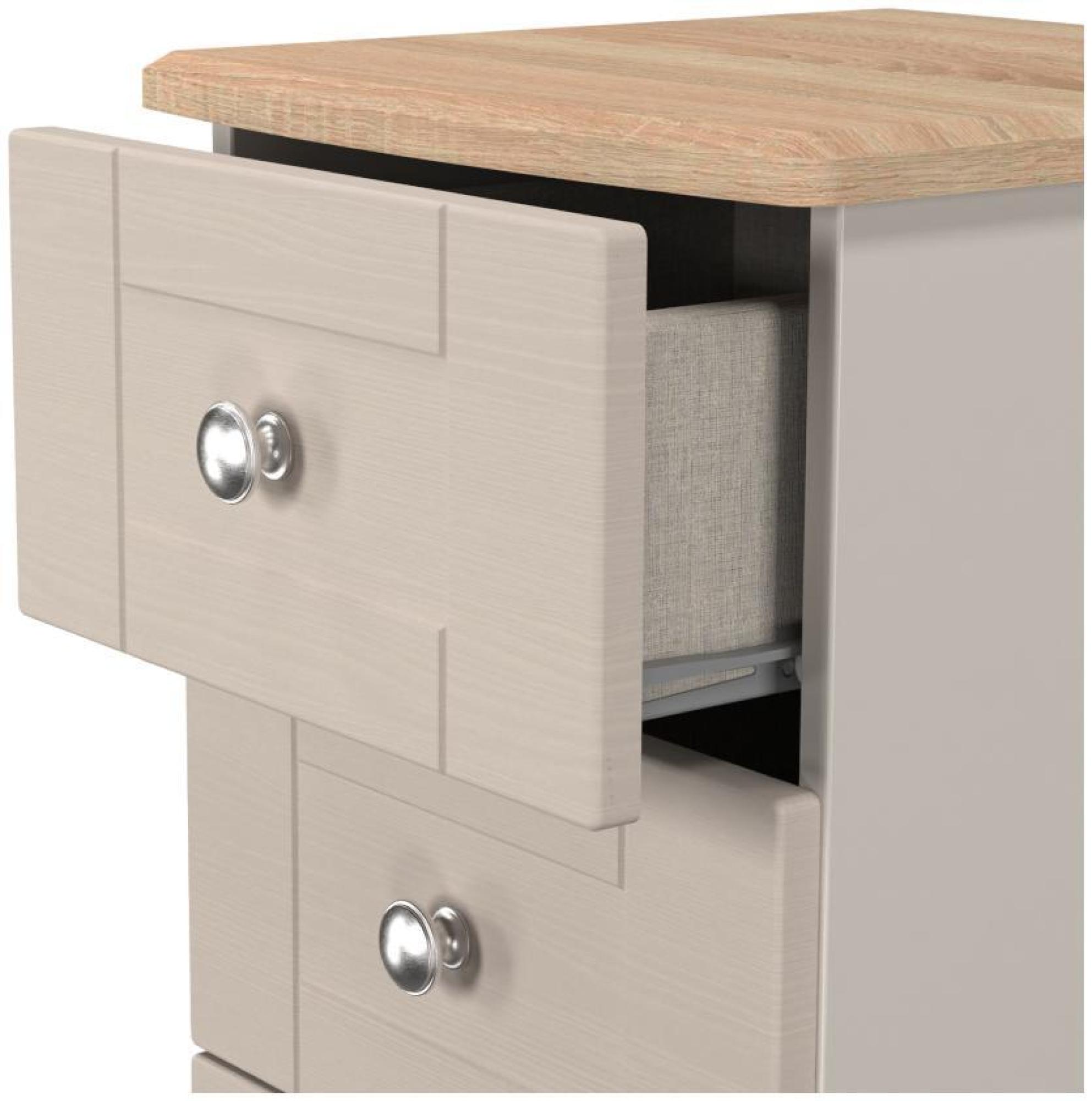 Product photograph of Sussex Cashmere And Oak Effect 5 Drawer Narrow Chest from Choice Furniture Superstore.