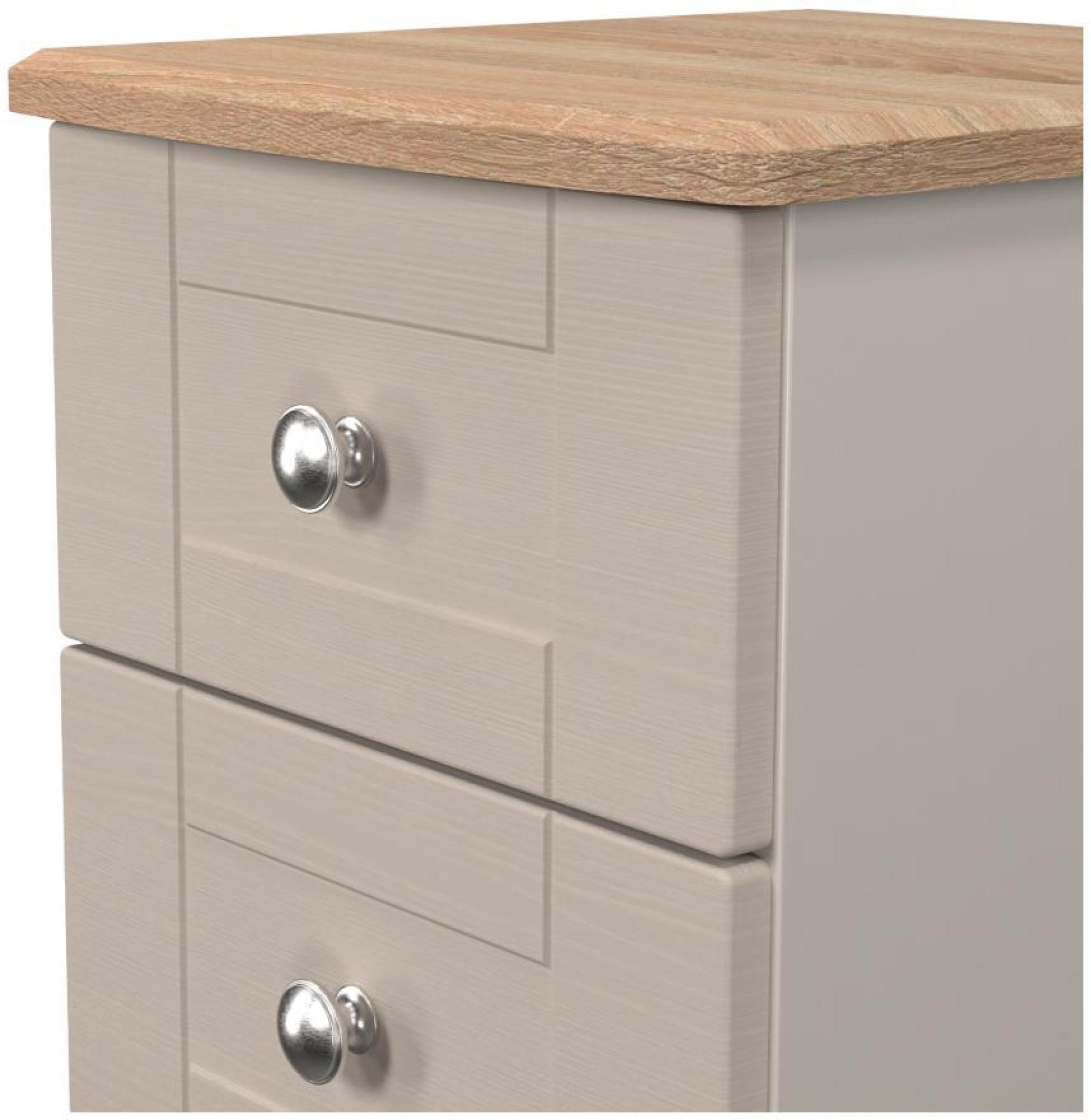 Product photograph of Sussex Cashmere And Oak Effect Oak 2 Drawer Bedside Cabinet from Choice Furniture Superstore.