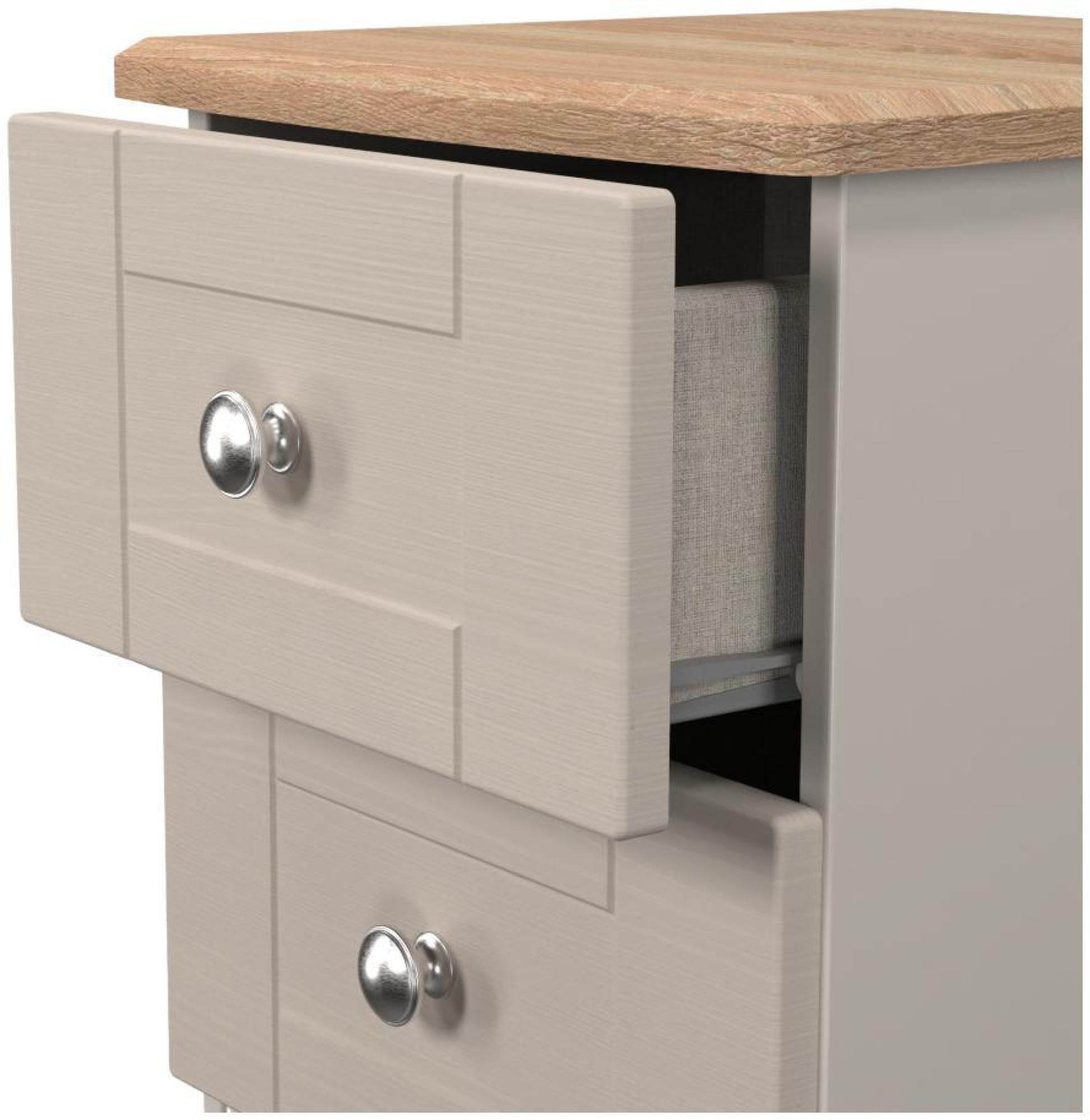 Product photograph of Sussex Cashmere And Oak Effect Oak 2 Drawer Bedside Cabinet from Choice Furniture Superstore.