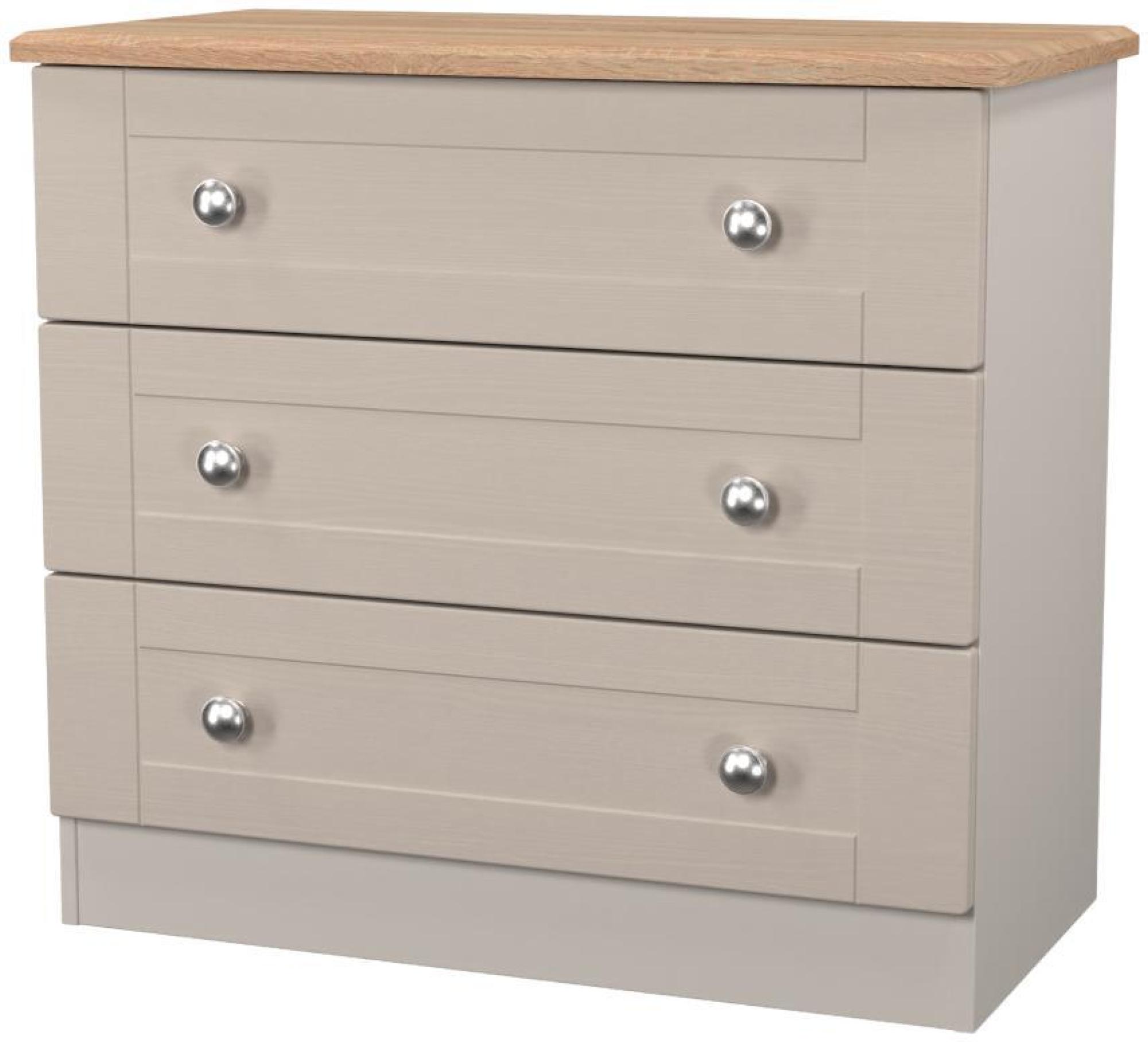 Product photograph of Sussex Cashmere And Oak Effect 3 Drawer Small Chest from Choice Furniture Superstore.