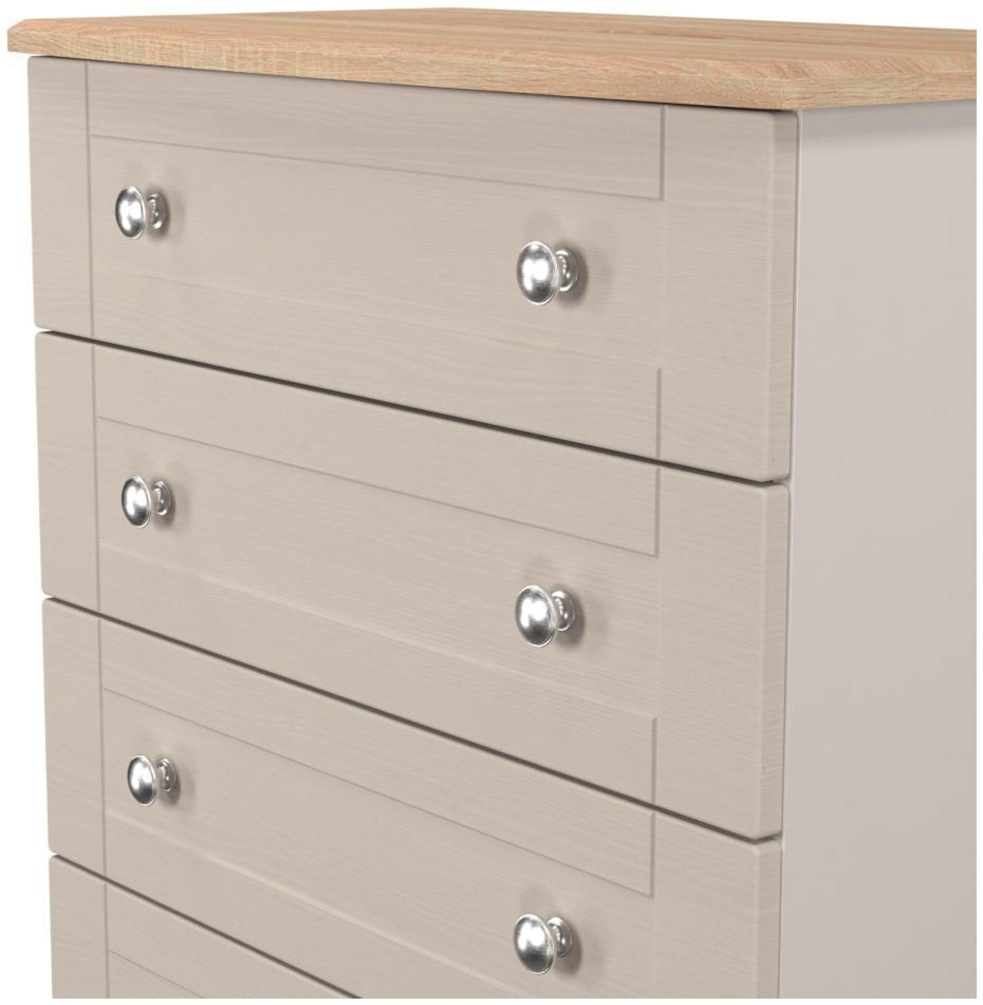 Product photograph of Sussex Cashmere And Oak Effect 5 Drawer Chest from Choice Furniture Superstore.