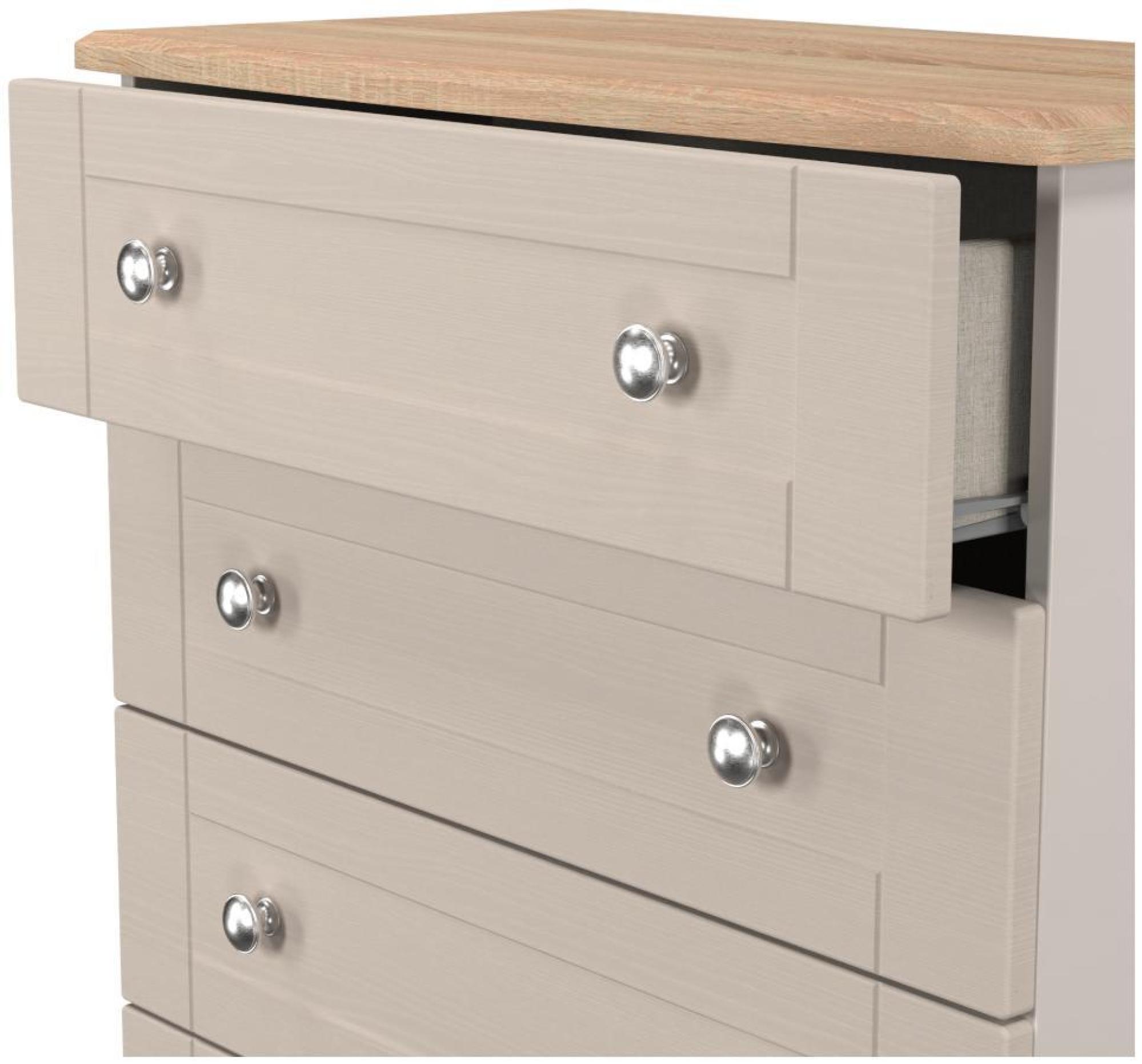 Product photograph of Sussex Cashmere And Oak Effect 5 Drawer Chest from Choice Furniture Superstore.