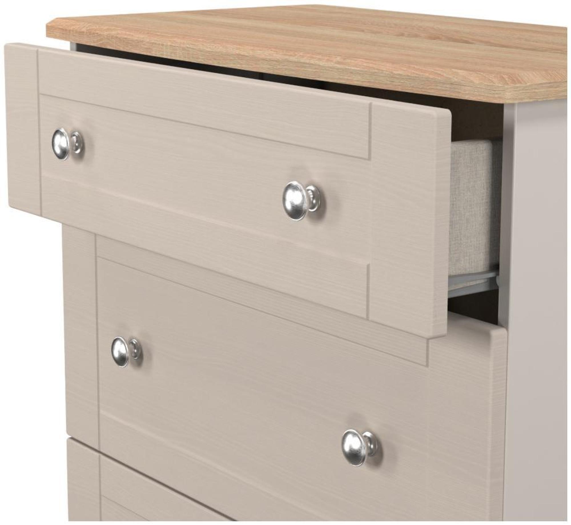 Product photograph of Sussex Cashmere And Oak Effect 3 Drawer Deep Chest from Choice Furniture Superstore.