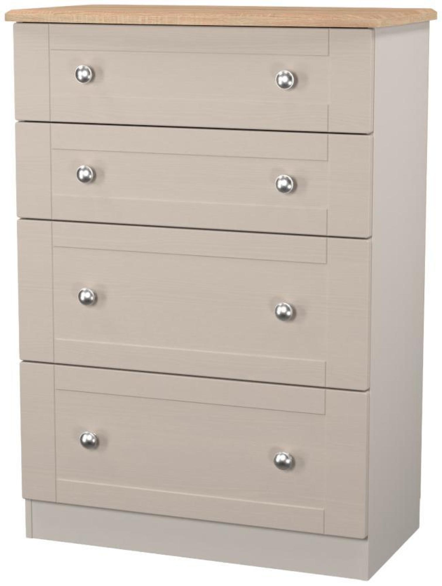 Product photograph of Sussex Cashmere And Oak Effect 4 Drawer Deep Chest from Choice Furniture Superstore.
