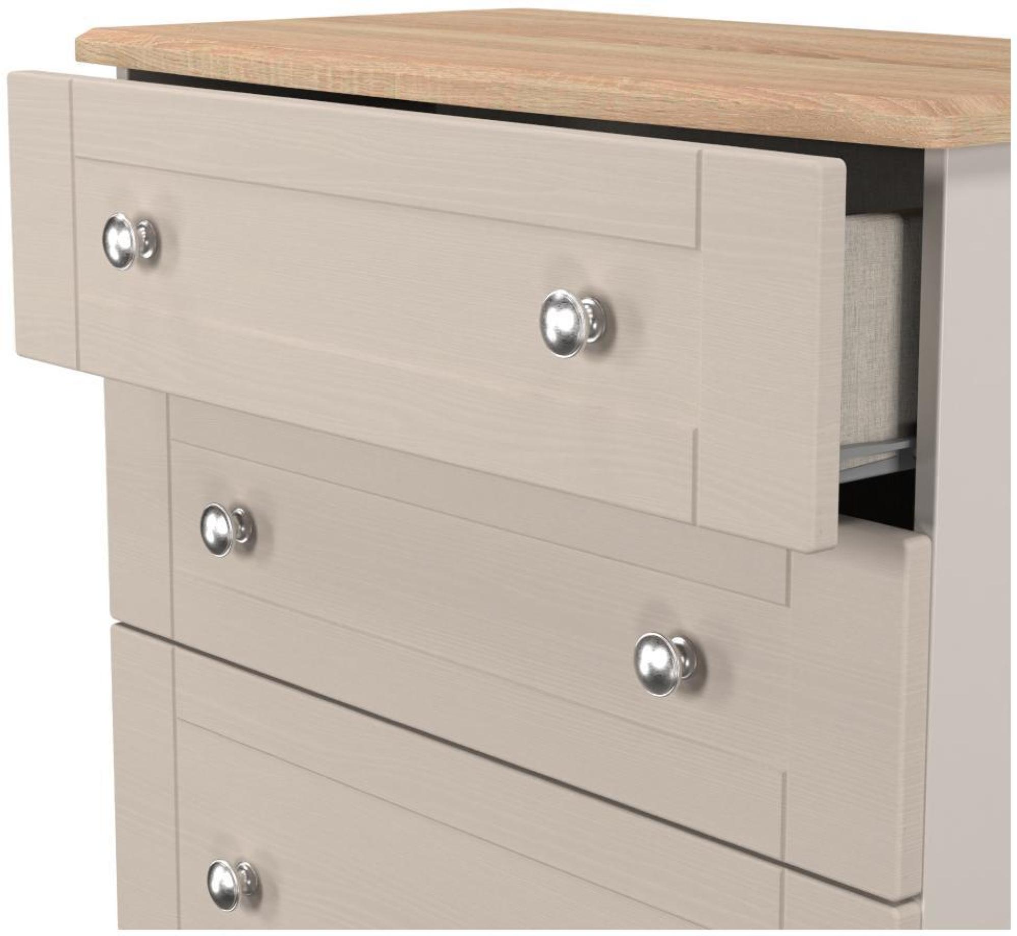 Product photograph of Sussex Cashmere And Oak Effect 4 Drawer Deep Chest from Choice Furniture Superstore.