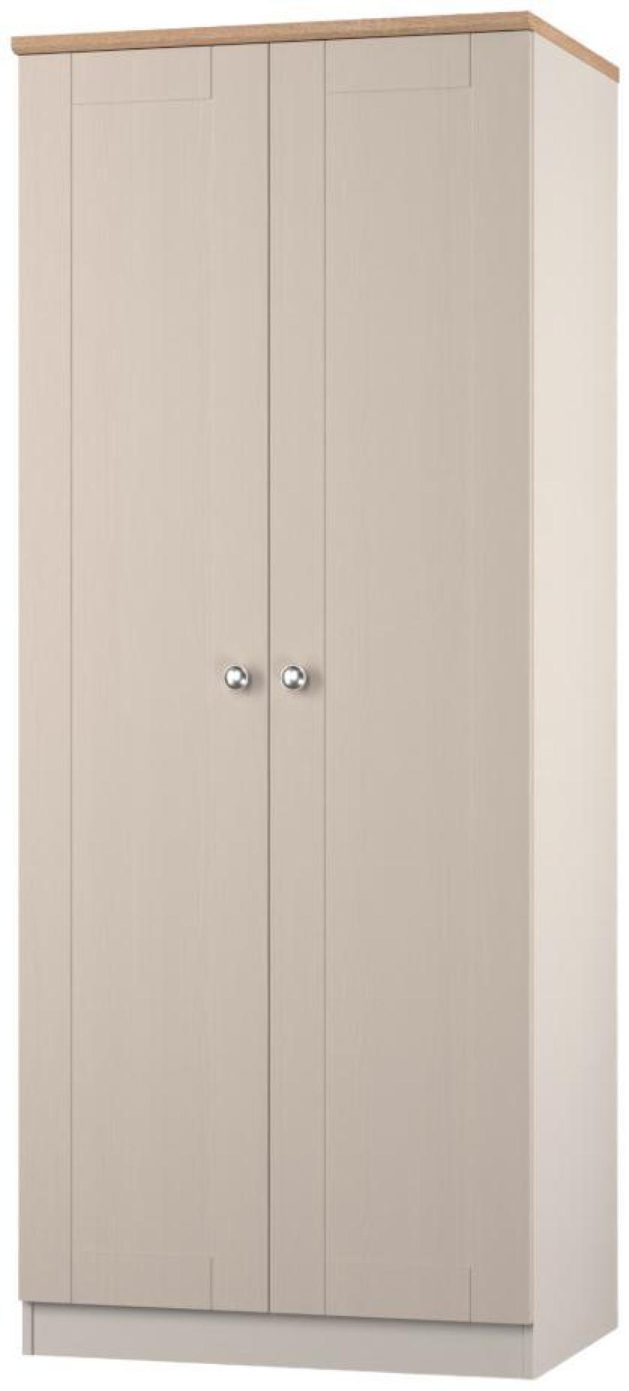 Product photograph of Sussex Cashmere And Oak Effect 2 Door Plain Tall Wardrobe from Choice Furniture Superstore.