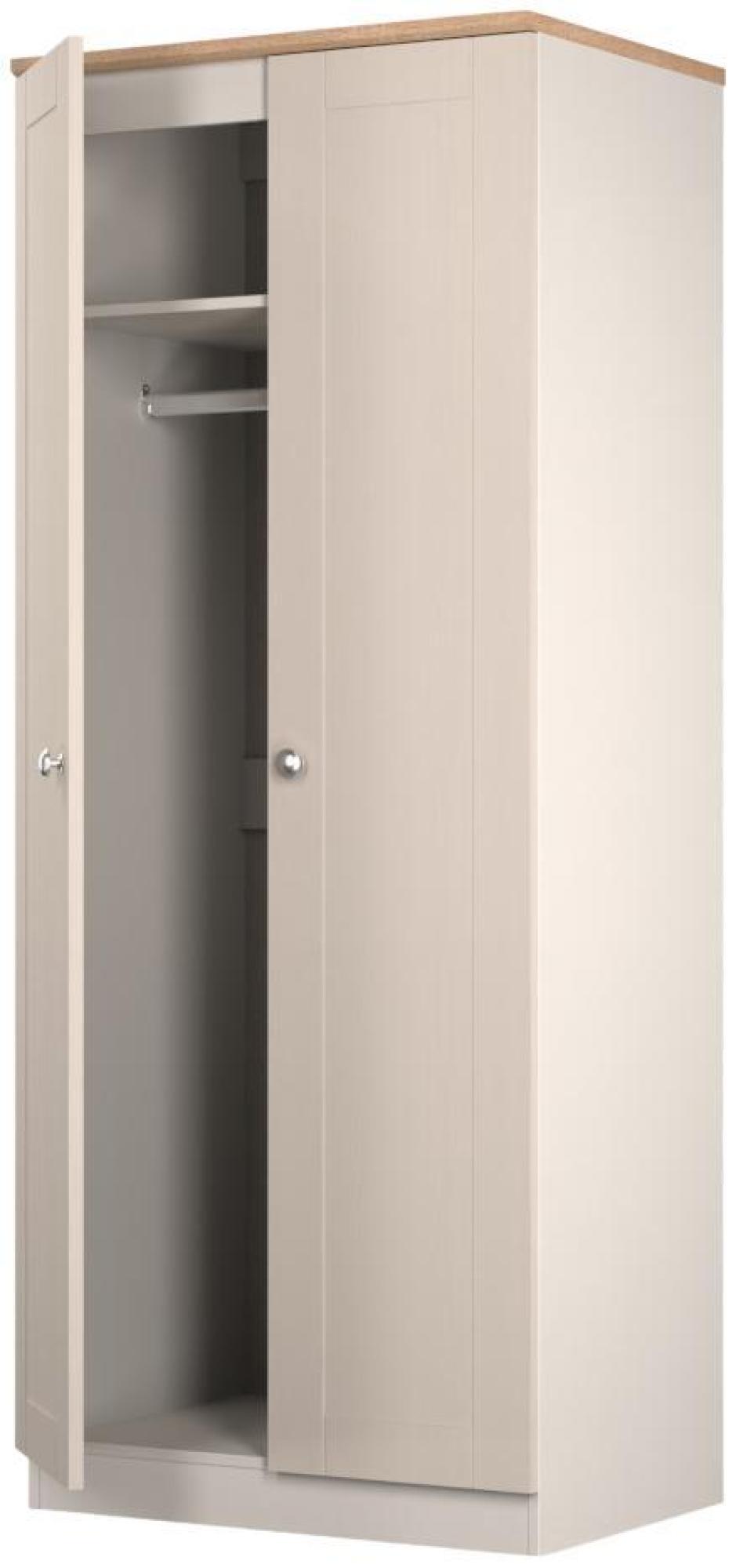 Product photograph of Sussex Cashmere And Oak Effect 2 Door Plain Tall Wardrobe from Choice Furniture Superstore.