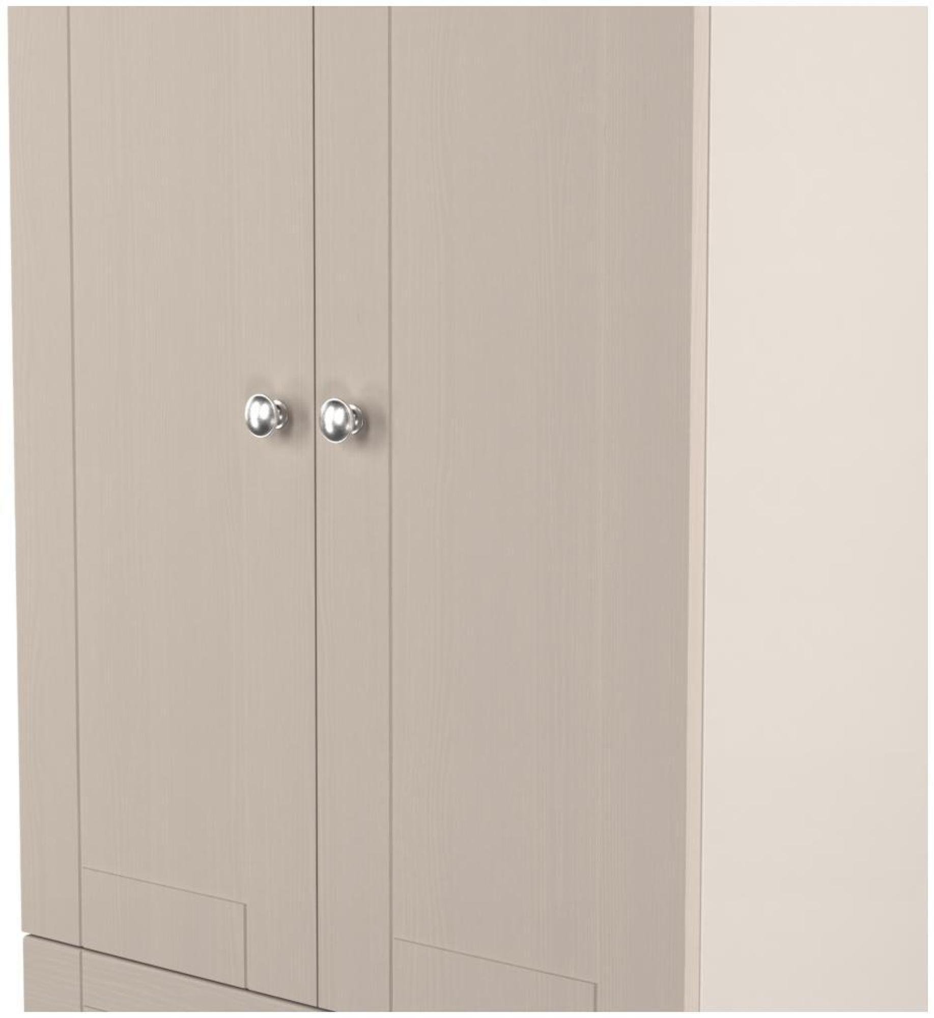 Product photograph of Sussex Cashmere And Oak Effect Oak 2 Door 2 Drawer Double Wardrobe from Choice Furniture Superstore.