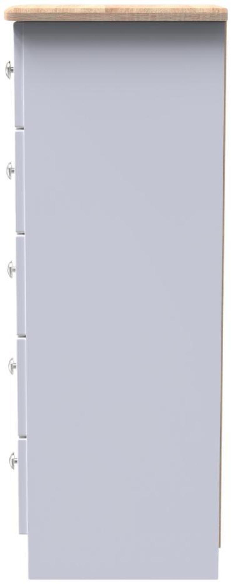 Product photograph of Sussex White And Oak Effect 5 Drawer Narrow Chest from Choice Furniture Superstore.