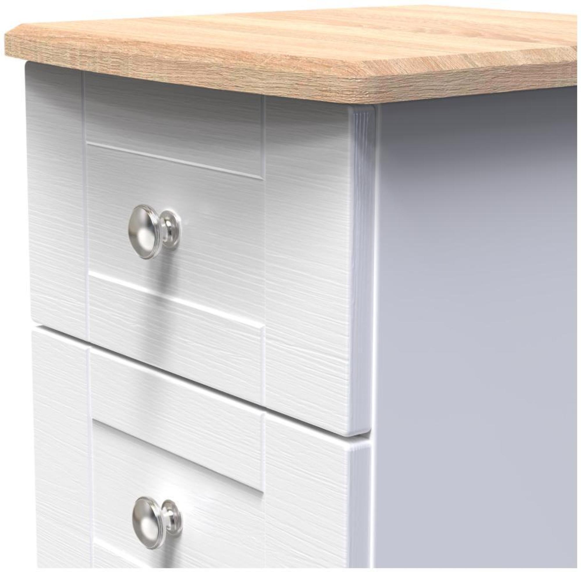 Product photograph of Sussex White And Oak Effect 5 Drawer Narrow Chest from Choice Furniture Superstore.