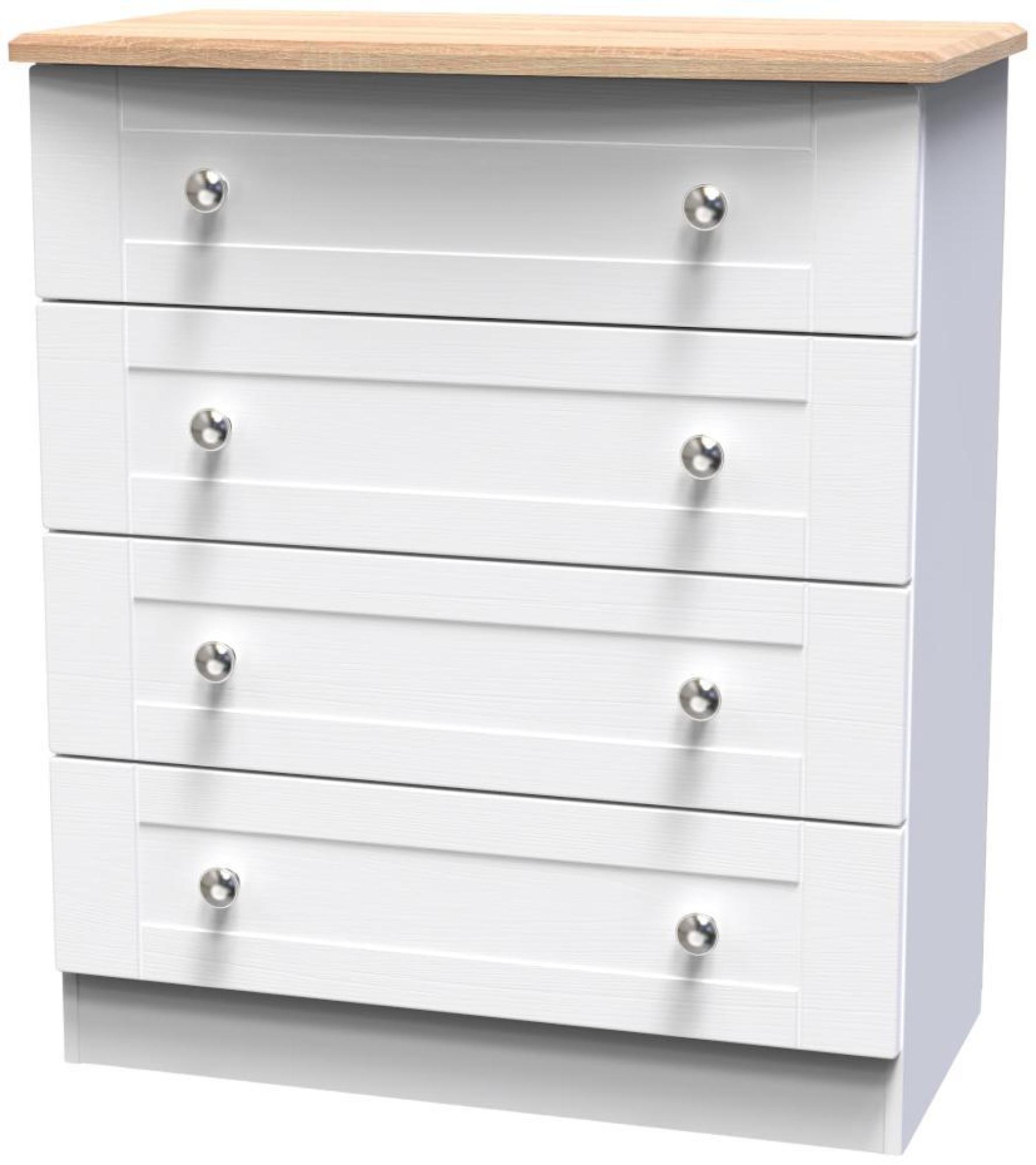 Product photograph of Sussex White And Oak Effect 4 Drawer Chest from Choice Furniture Superstore.