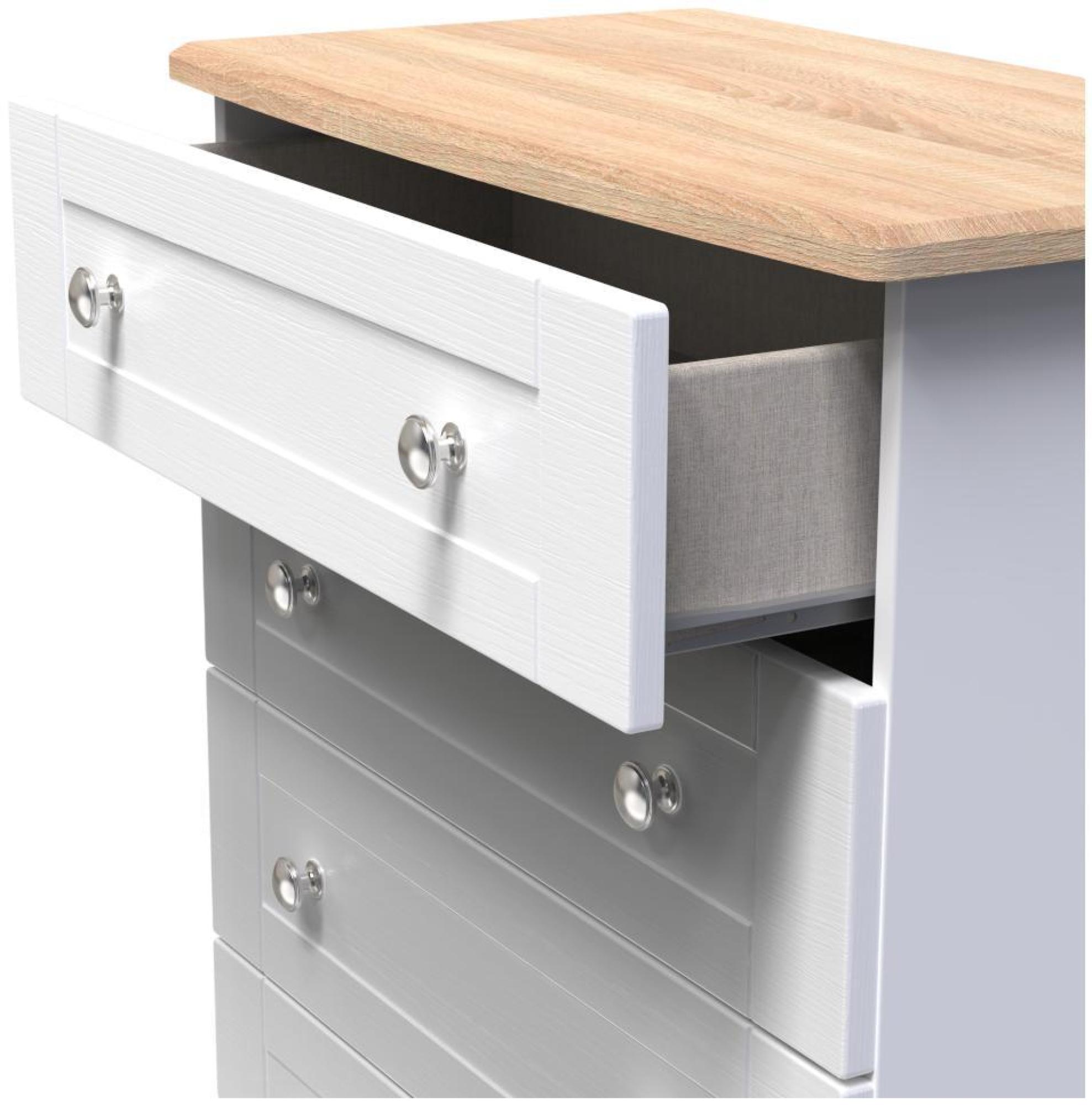 Product photograph of Sussex White And Oak Effect 4 Drawer Chest from Choice Furniture Superstore.