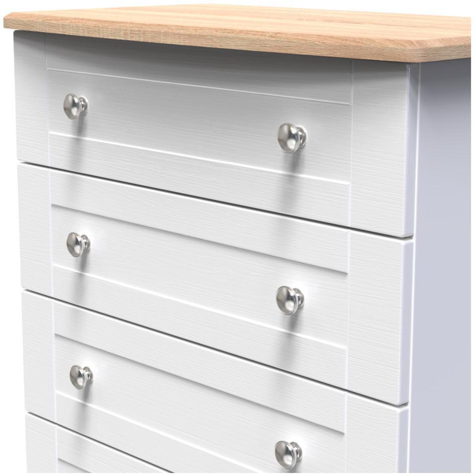 Product photograph of Sussex White And Oak Effect 5 Drawer Chest from Choice Furniture Superstore.