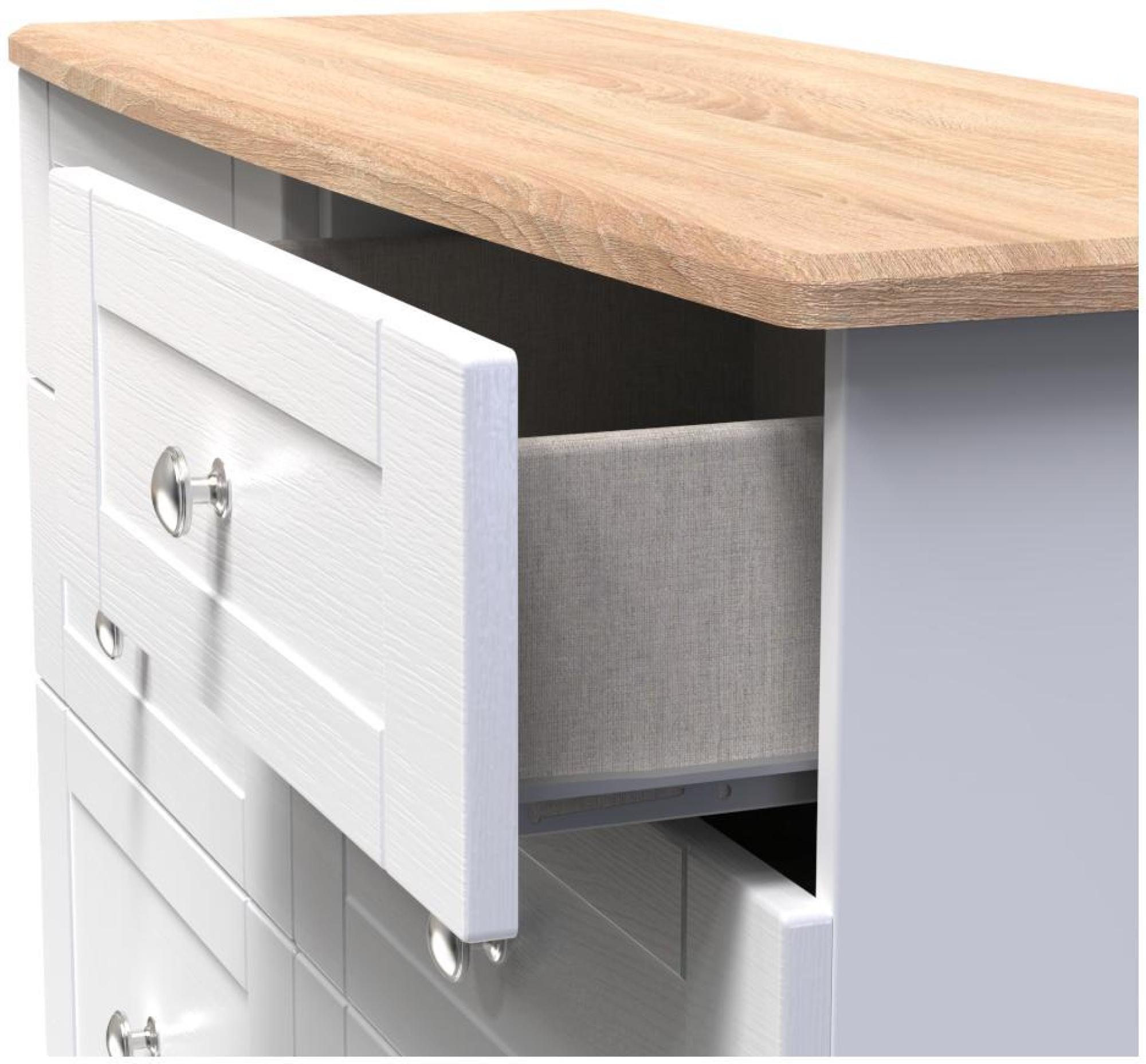 Product photograph of Sussex White And Oak Effect 6 Drawer Midi Chest from Choice Furniture Superstore.