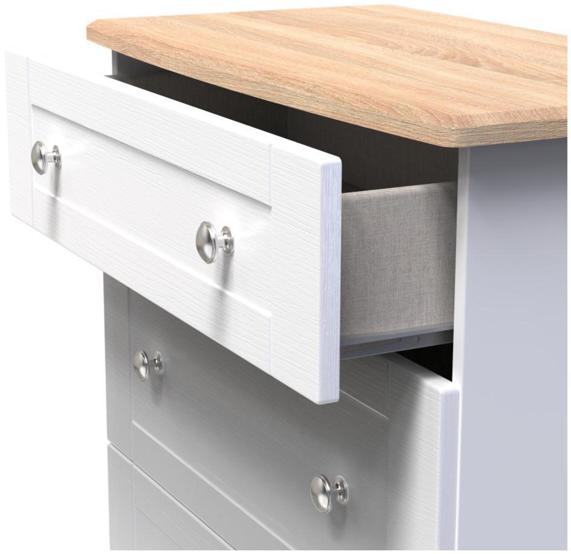 Product photograph of Sussex White And Oak Effect 3 Drawer Deep Chest from Choice Furniture Superstore.