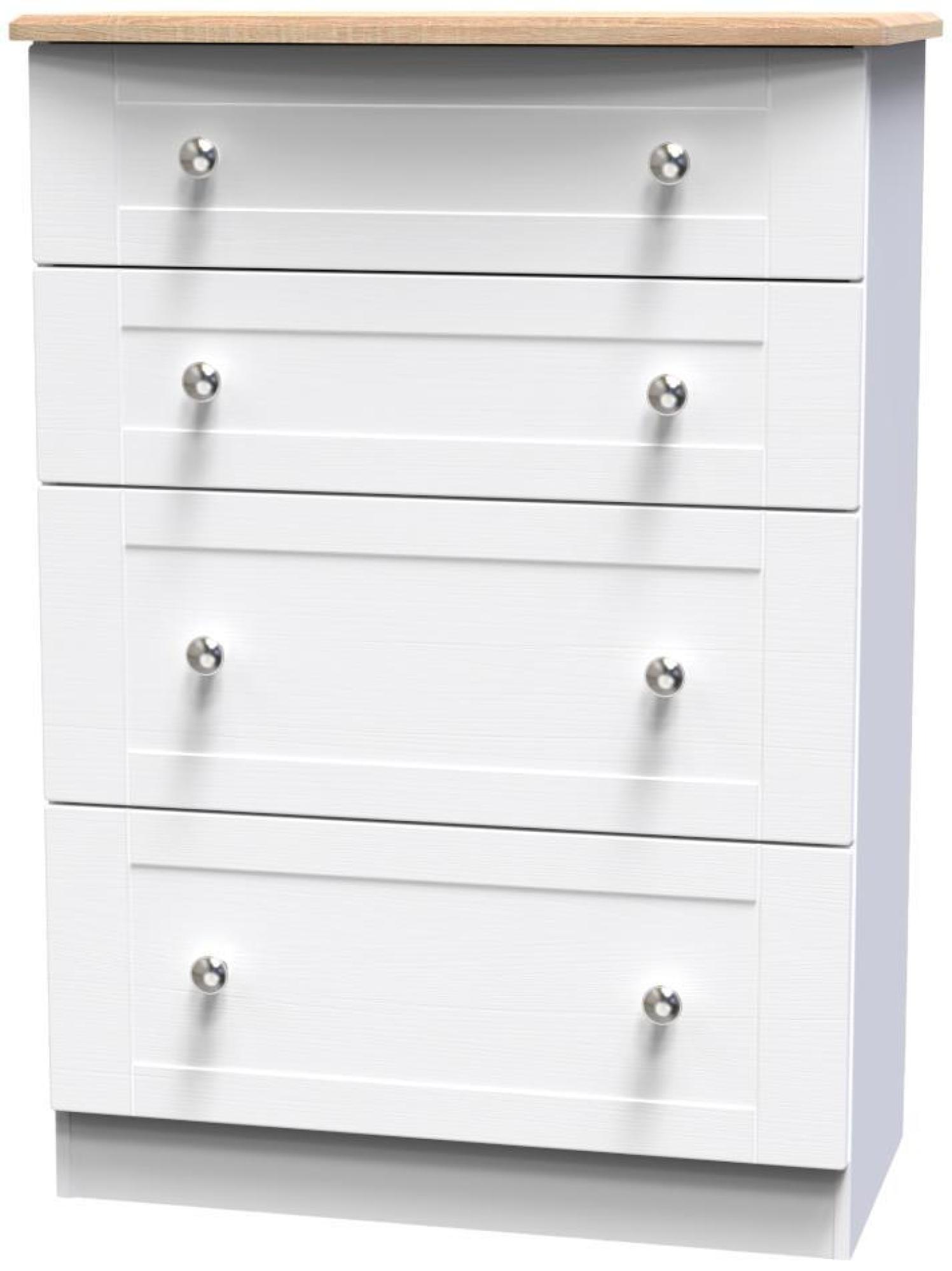 Product photograph of Sussex White And Oak Effect 4 Drawer Deep Chest from Choice Furniture Superstore.