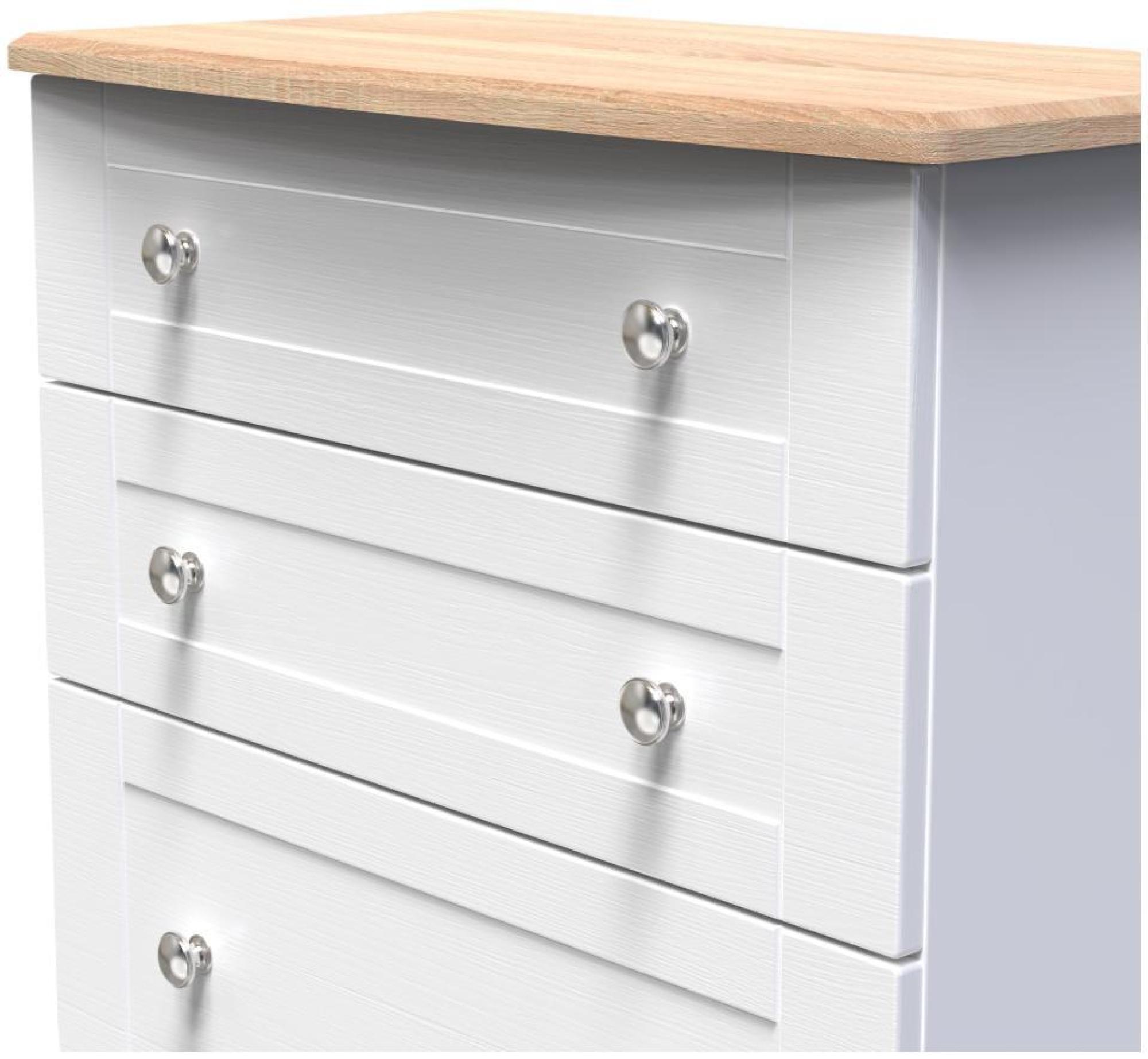 Product photograph of Sussex White And Oak Effect 4 Drawer Deep Chest from Choice Furniture Superstore.