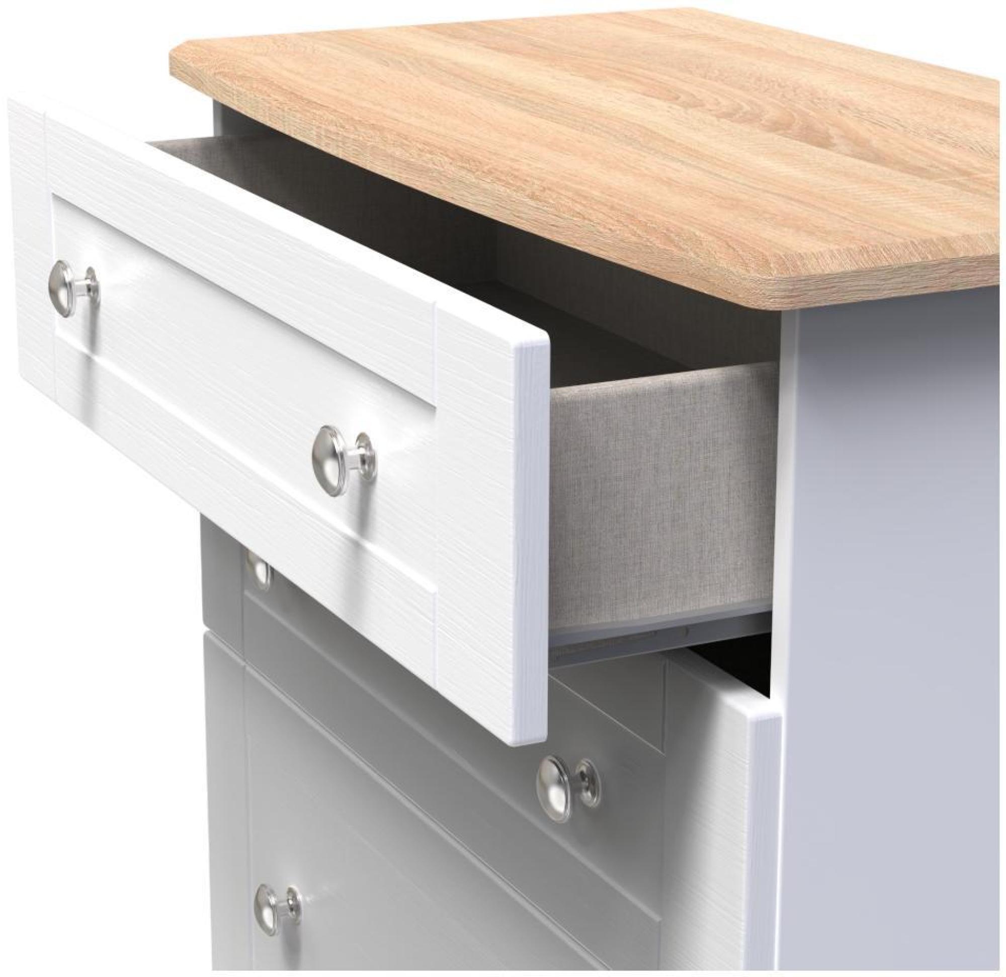 Product photograph of Sussex White And Oak Effect 4 Drawer Deep Chest from Choice Furniture Superstore.