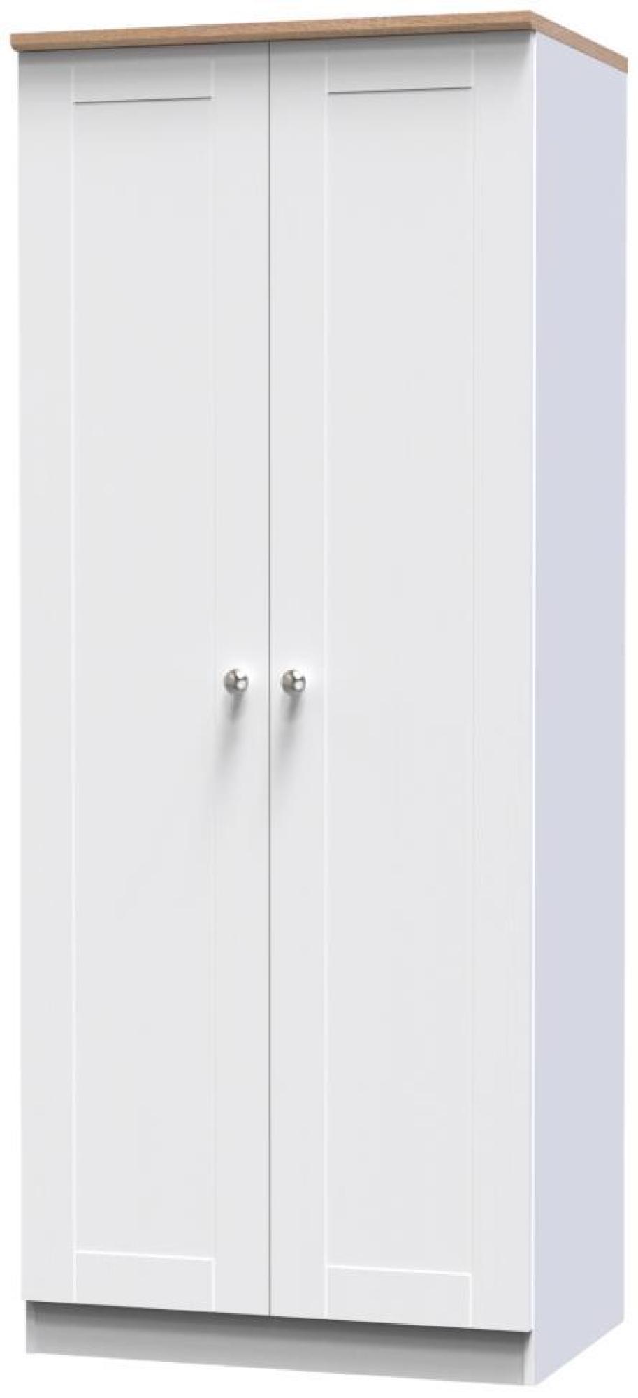 Product photograph of Sussex White And Oak Effect 2 Door Plain Tall Wardrobe from Choice Furniture Superstore.