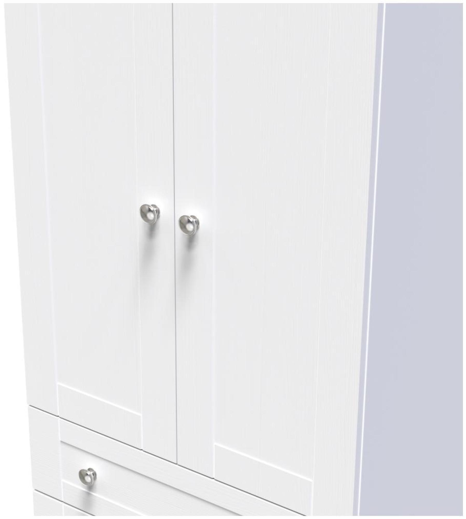 Product photograph of Sussex White And Oak Effect Oak 2 Door 2 Drawer Double Wardrobe from Choice Furniture Superstore.