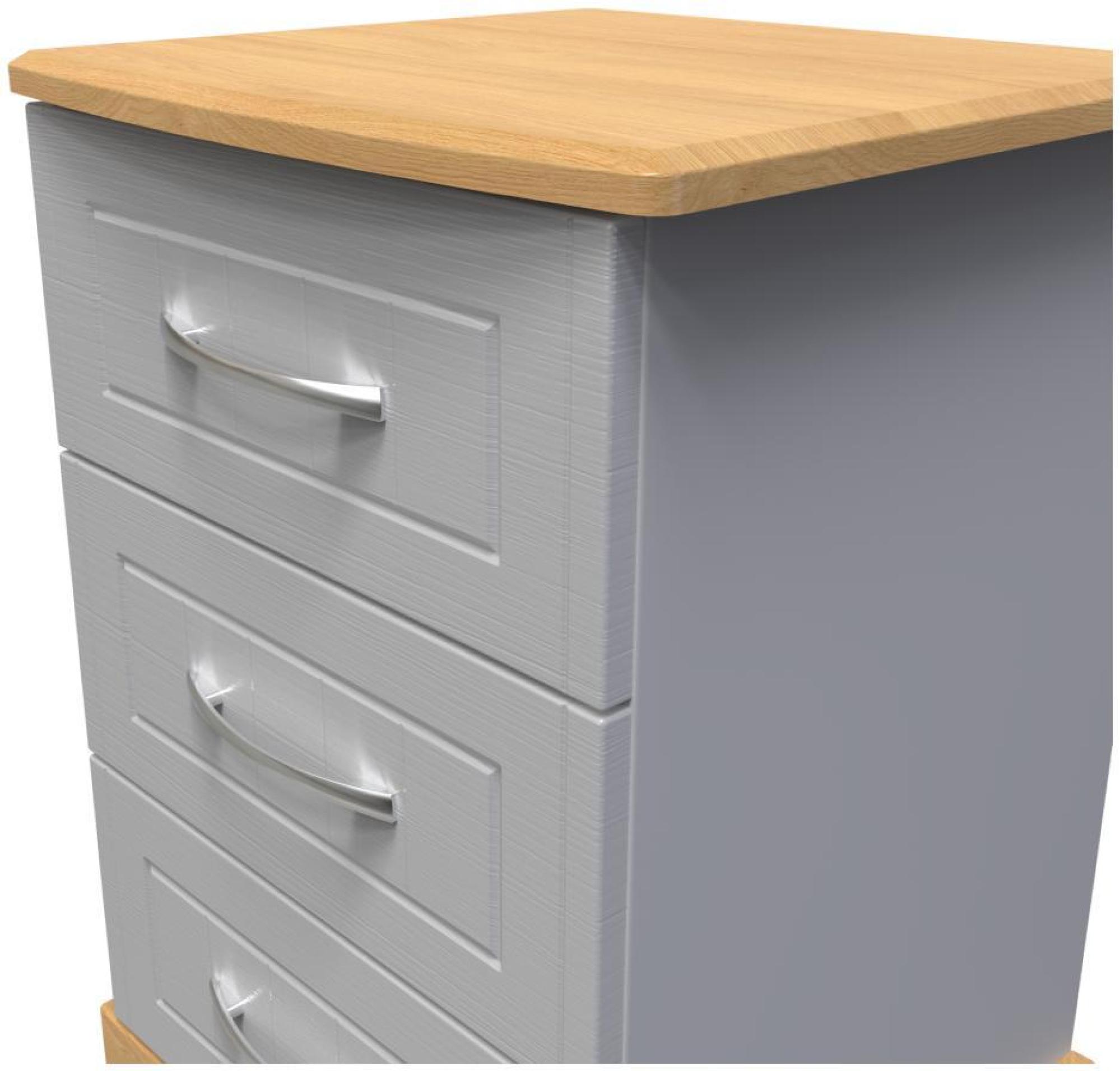 Product photograph of Whitney Oak Effect And Grey 3 Drawer Beside Cabinet from Choice Furniture Superstore.